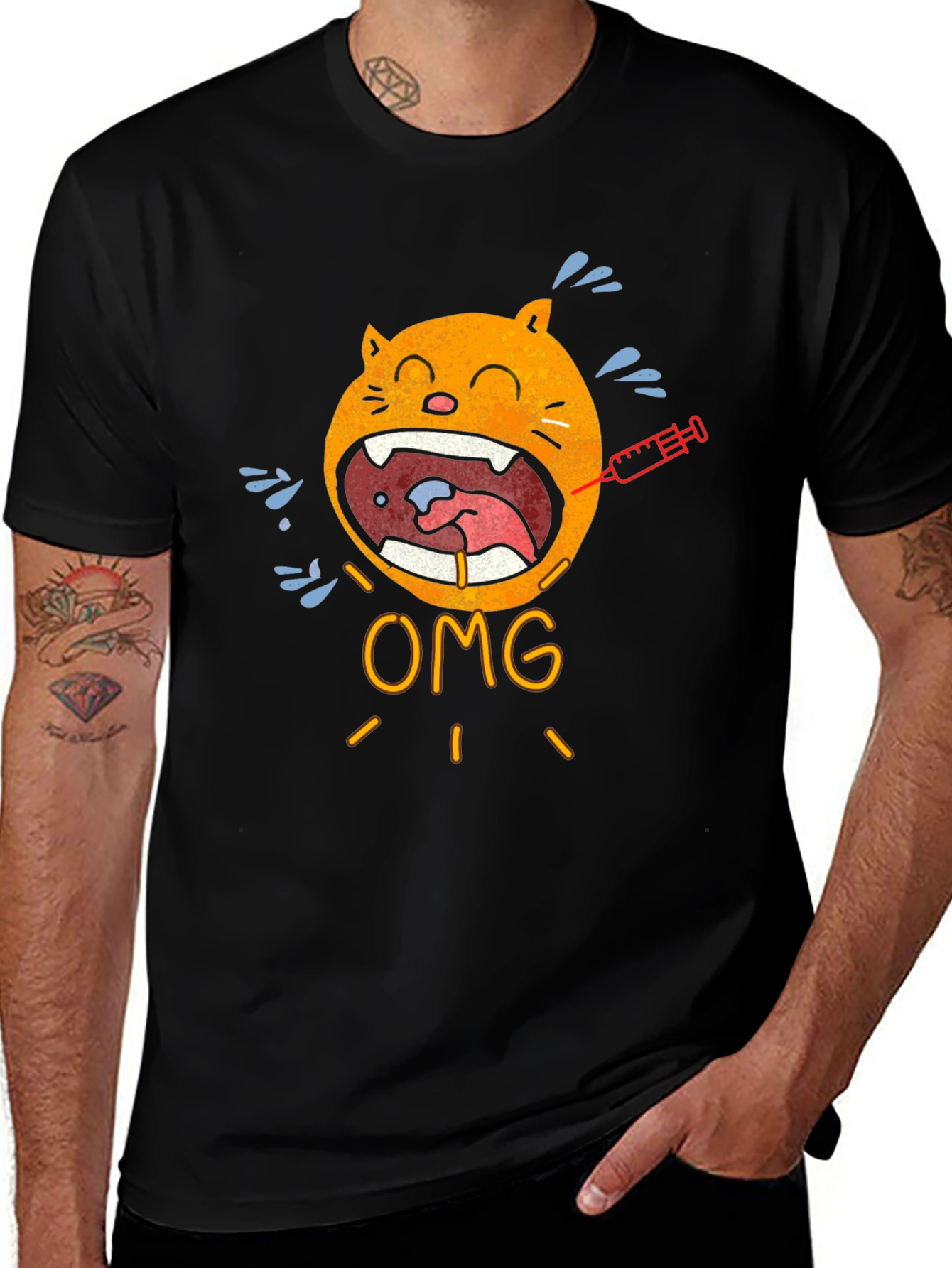 OMG Cat Injection Graphic T-Shirt