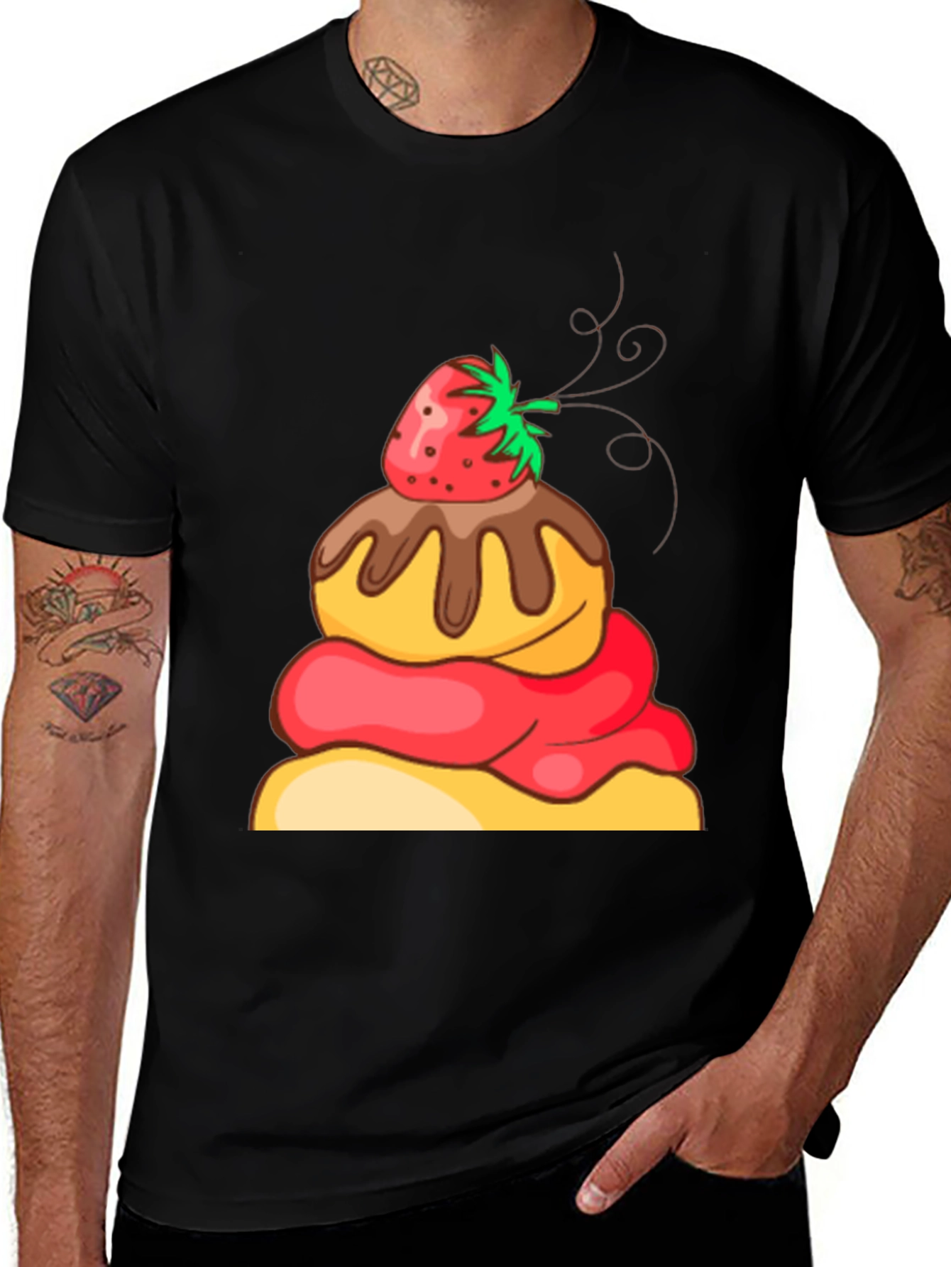 Variant 25 of Dessert Graphic Black T-Shirt