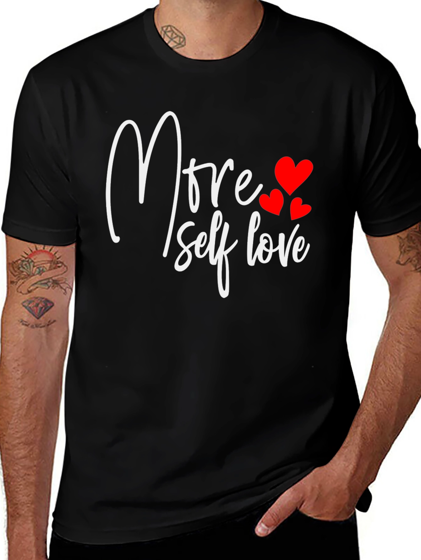 Variant 20 of More Self Love Graphic Tee - Black Cotton T-Shirt