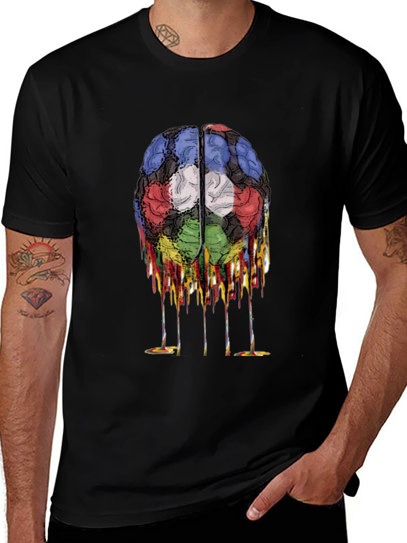 Variant 12 of Melting Brain Graphic Black T-Shirt