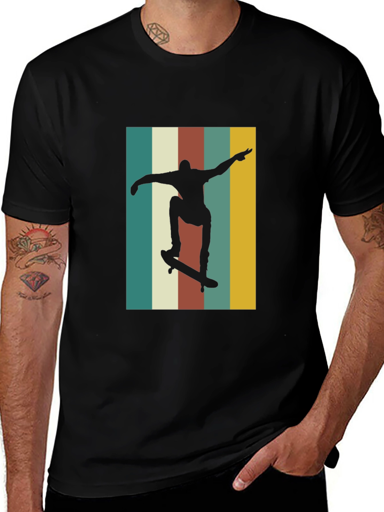Variant 14 of Retro Skateboarder Graphic Tee - Black