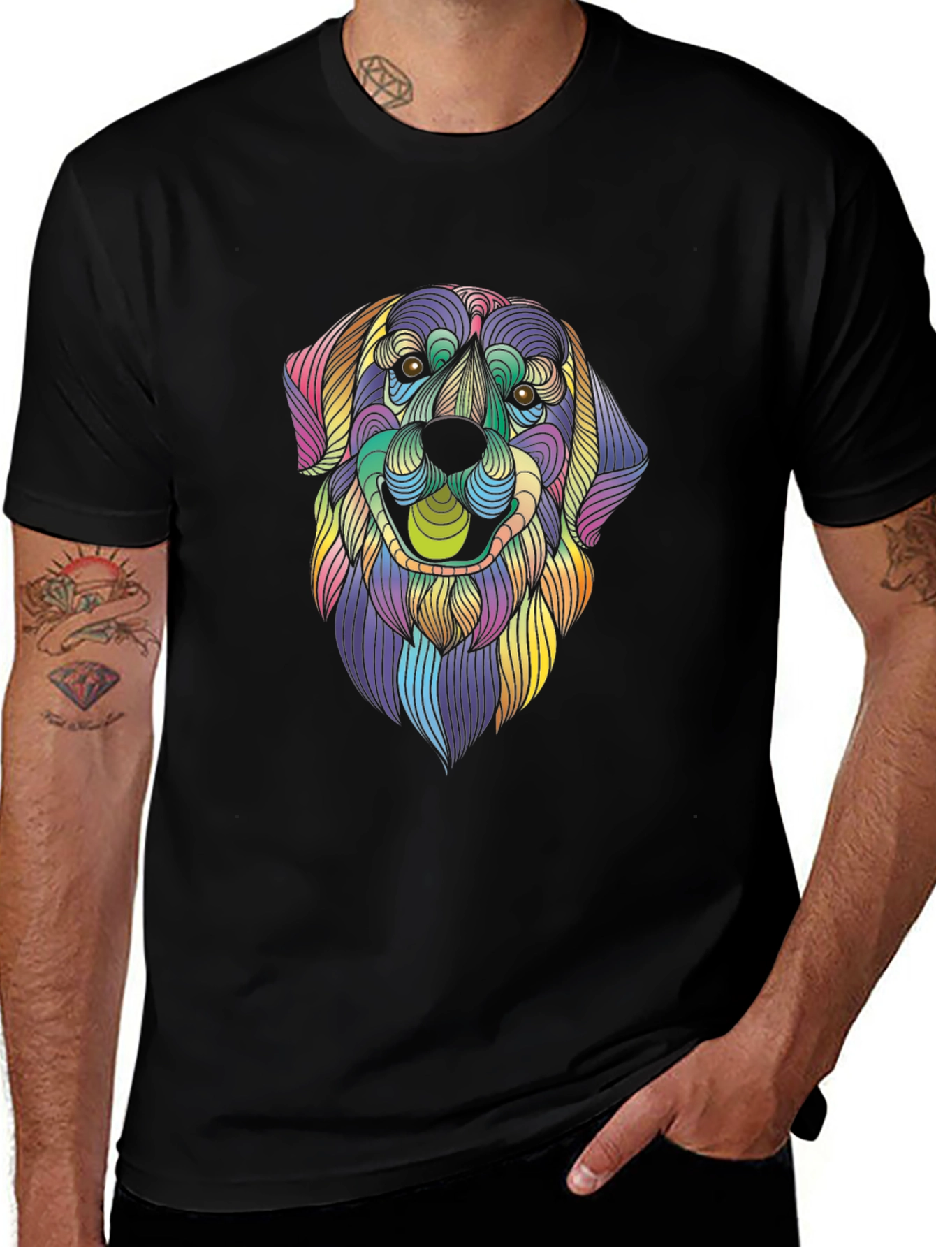 Colorful Dog Graphic T-Shirt