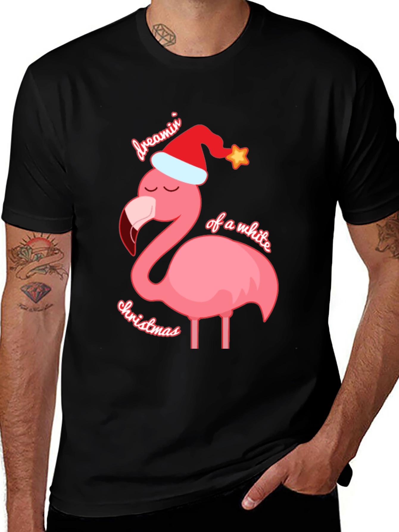 Variant 25 of Dreamin' of a White Christmas Flamingo T-Shirt