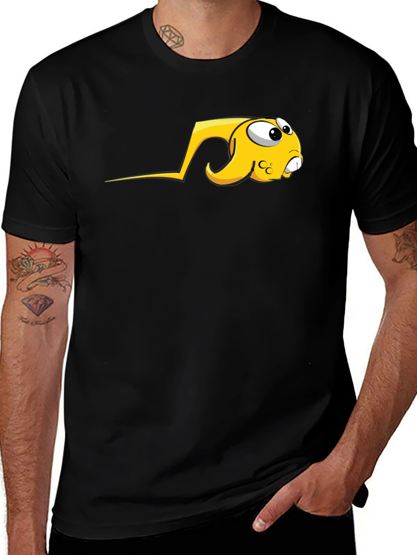 Variant 11 of Funny Cartoon Character Black T-Shirt