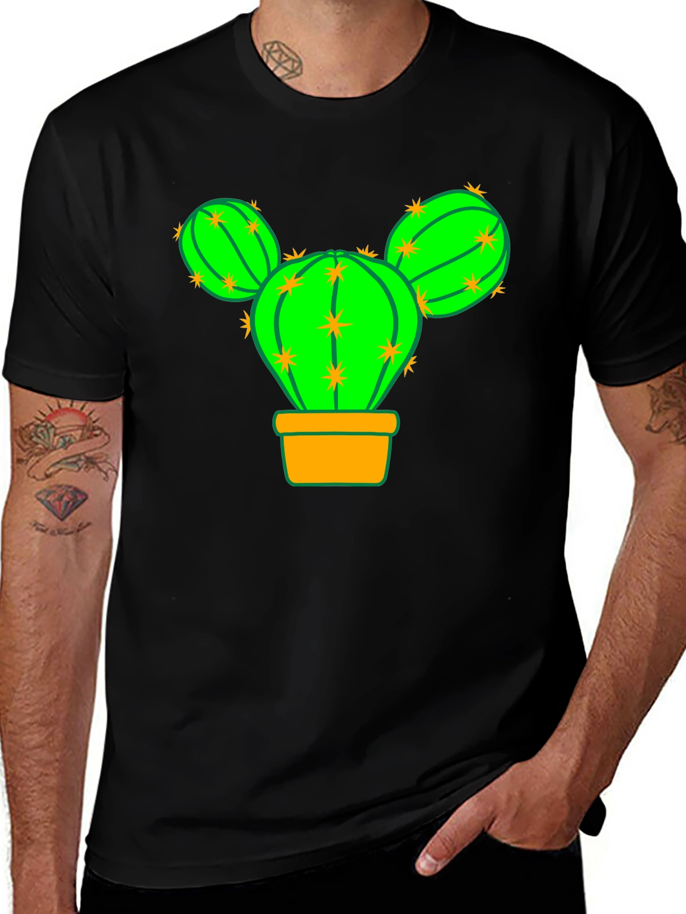 Variant 25 of Cactus Mouse Graphic Tee - Black Unisex T-Shirt
