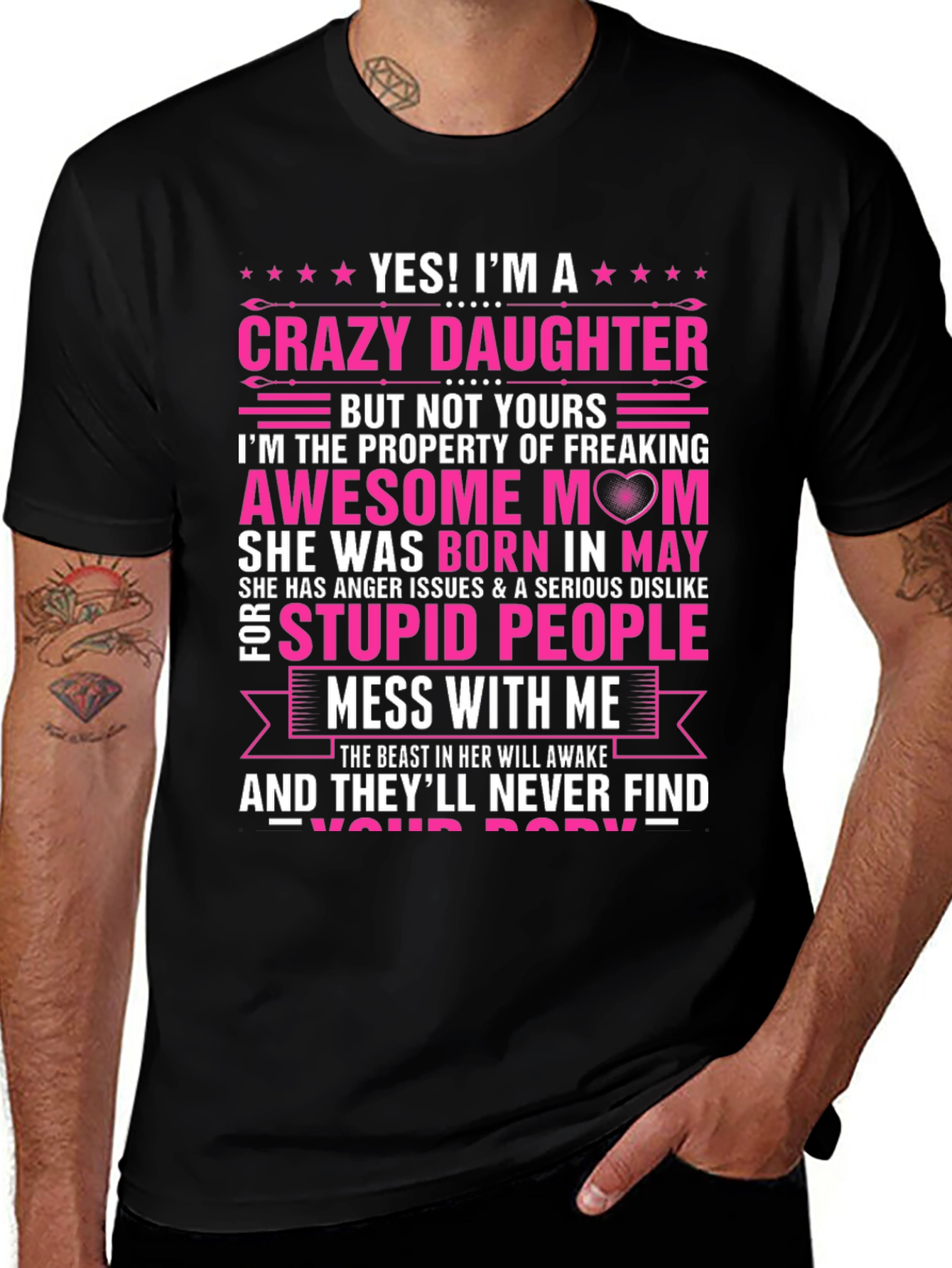 Variant 14 of Crazy Daughter Awesome Mom Graphic T-Shirt