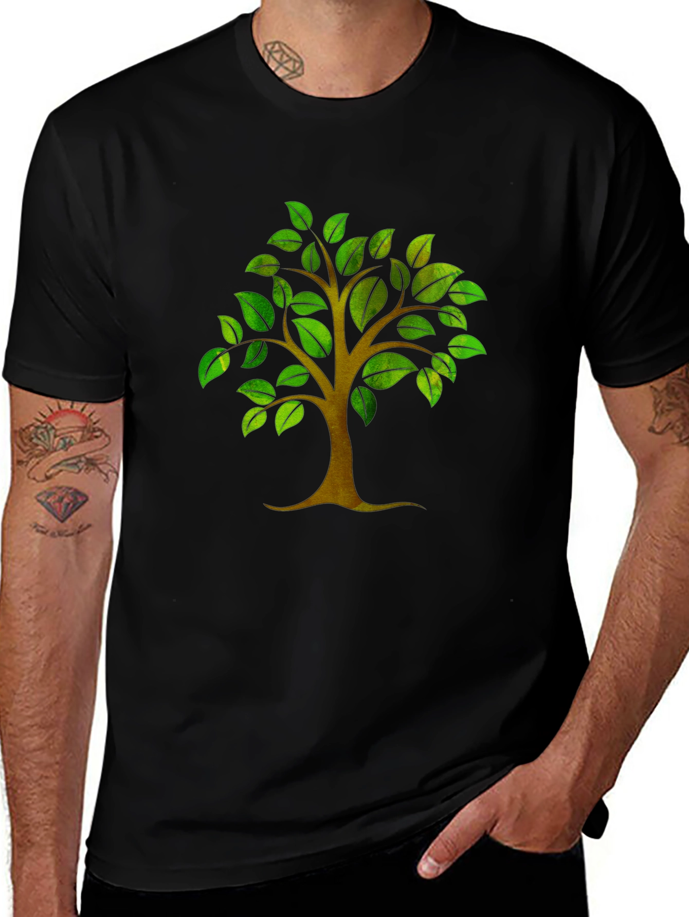Variant 26 of Nature Tree Graphic Print Men's Black T-Shirt