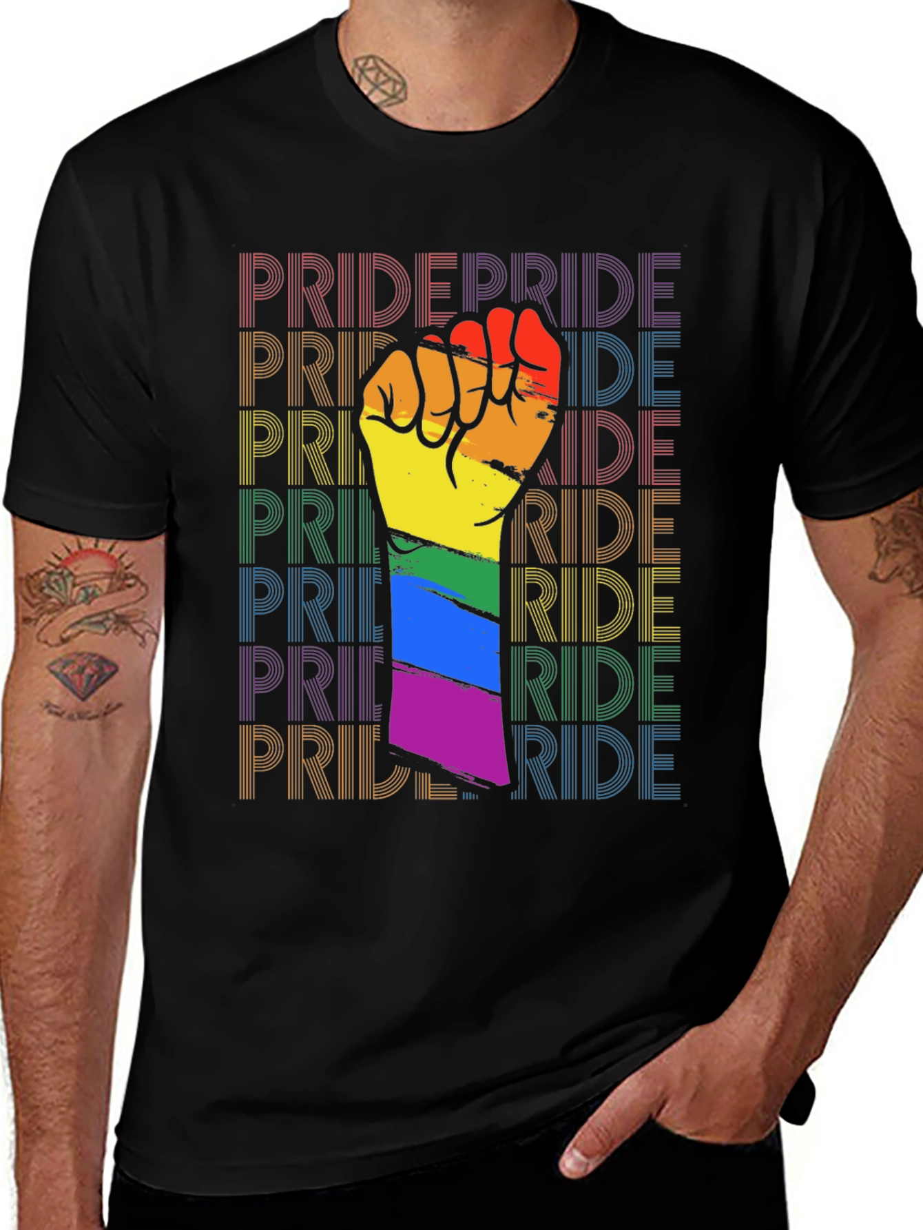 Variant 21 of Pride Rainbow Fist T-Shirt - Support LGBTQ+ Rights!