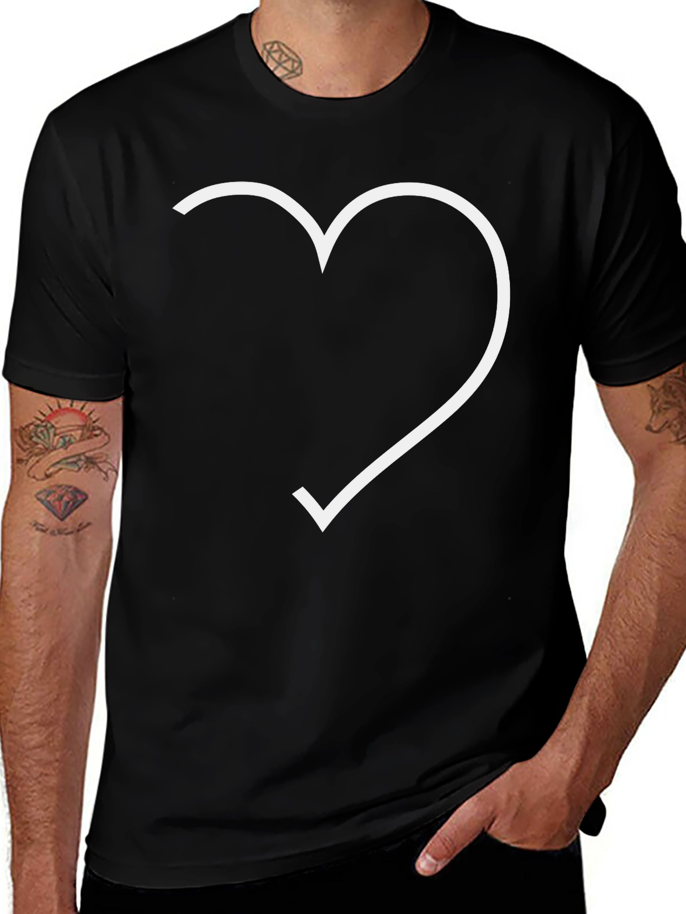 Variant 3 of Minimalist Heart Outline Black T-Shirt