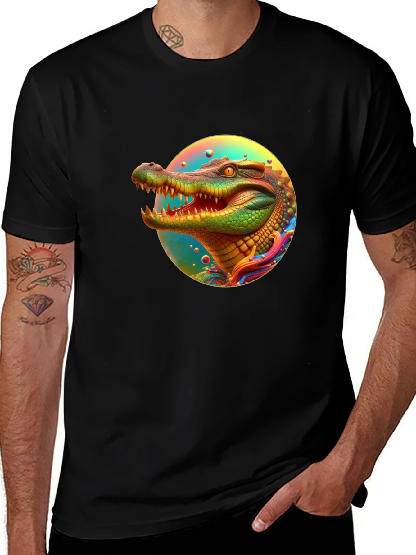 Variant 11 of Psychedelic Crocodile T-Shirt - Vibrant Graphic Tee