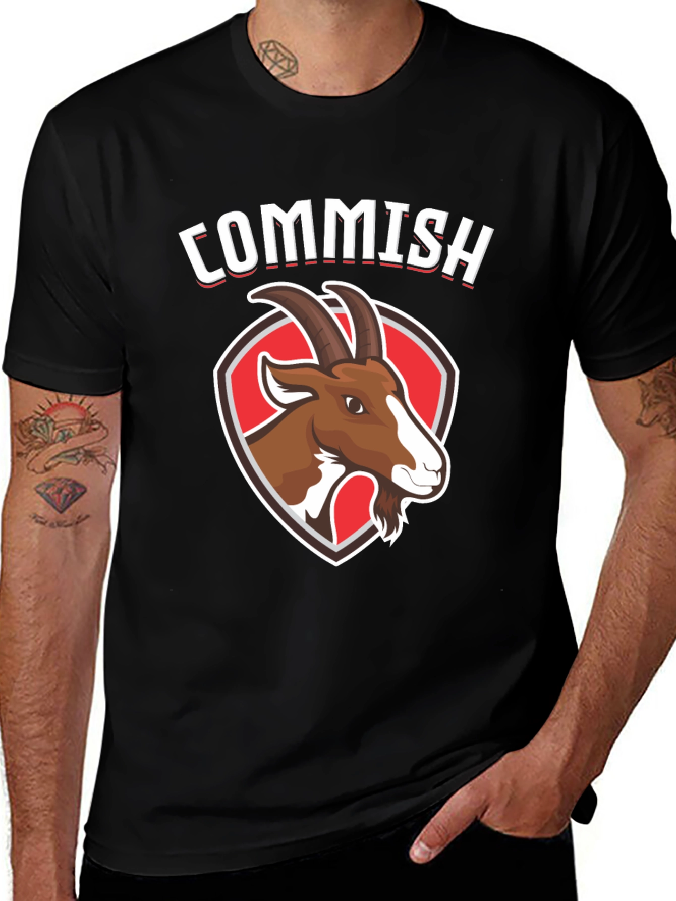 Variant 22 of Commish Goat Graphic Tee - Black Cotton T-Shirt
