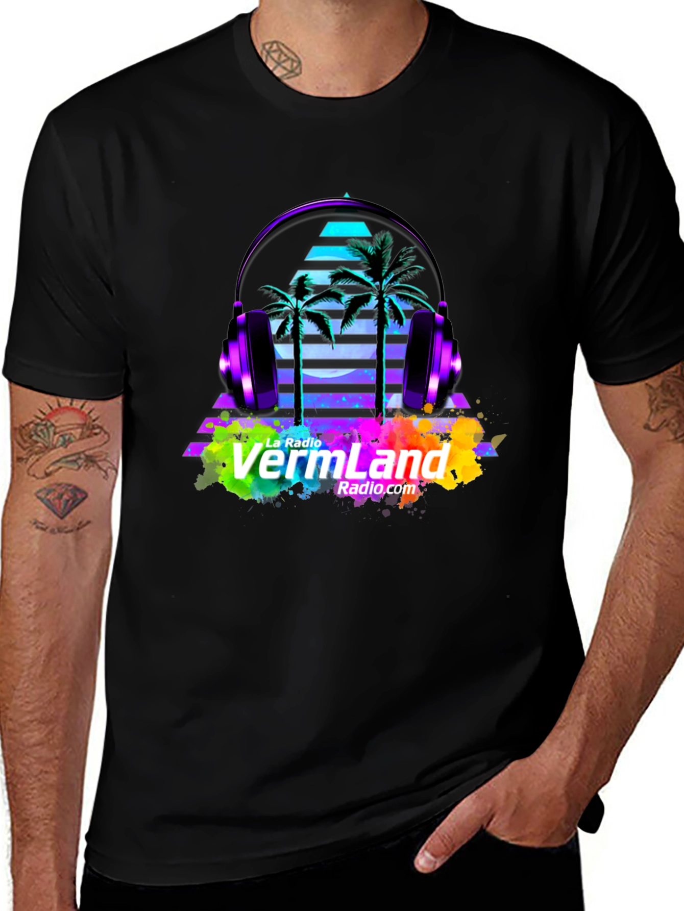 Retro Vermland Radio T-Shirt - Black Cotton Blend Tee
