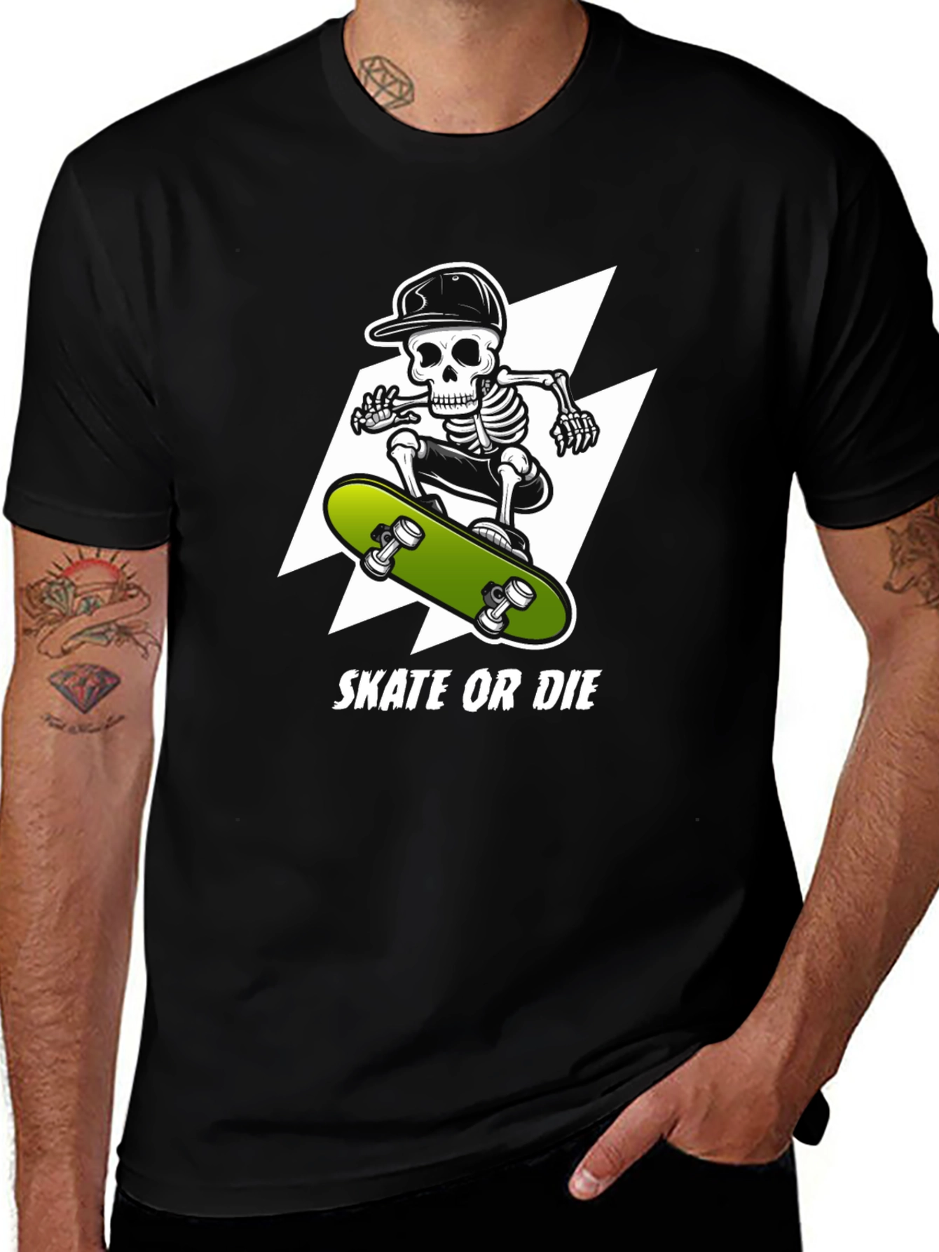 Variant 17 of Skate or Die Graphic T-Shirt - Cool Skeleton Design
