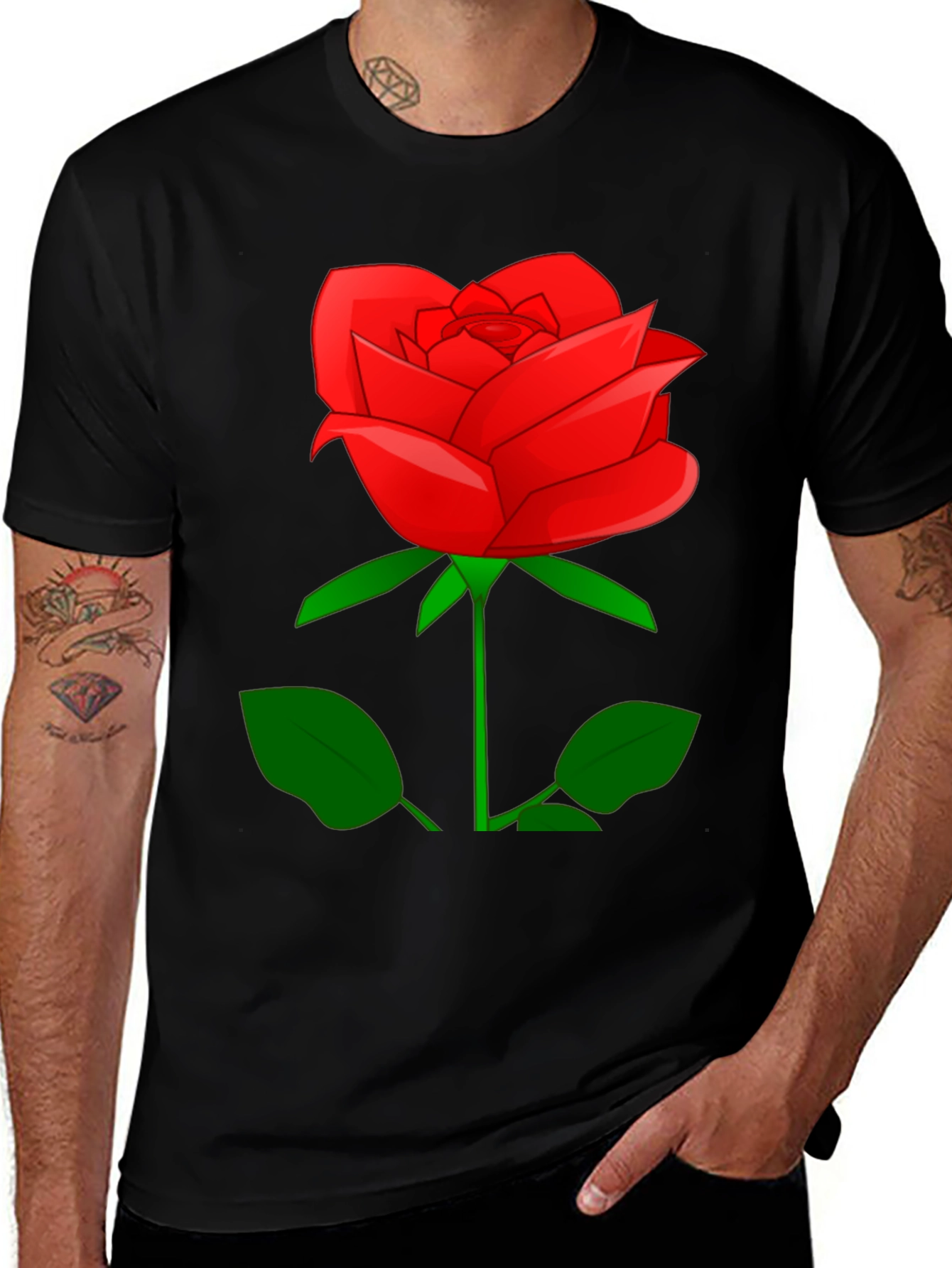 Variant 2 of Red Rose Graphic T-Shirt - Classic Floral Design