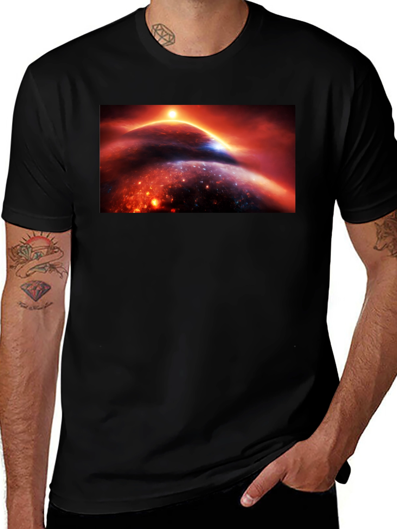 Variant 16 of Cosmic Planet Graphic Tee - Black Unisex T-Shirt