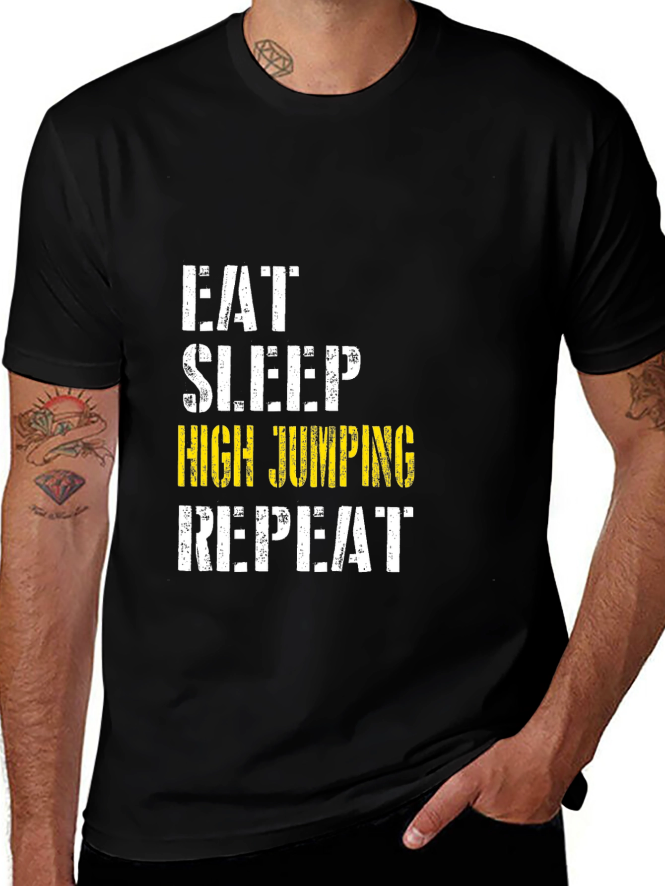 Variant 16 of Eat Sleep High Jumping Repeat Black T-Shirt