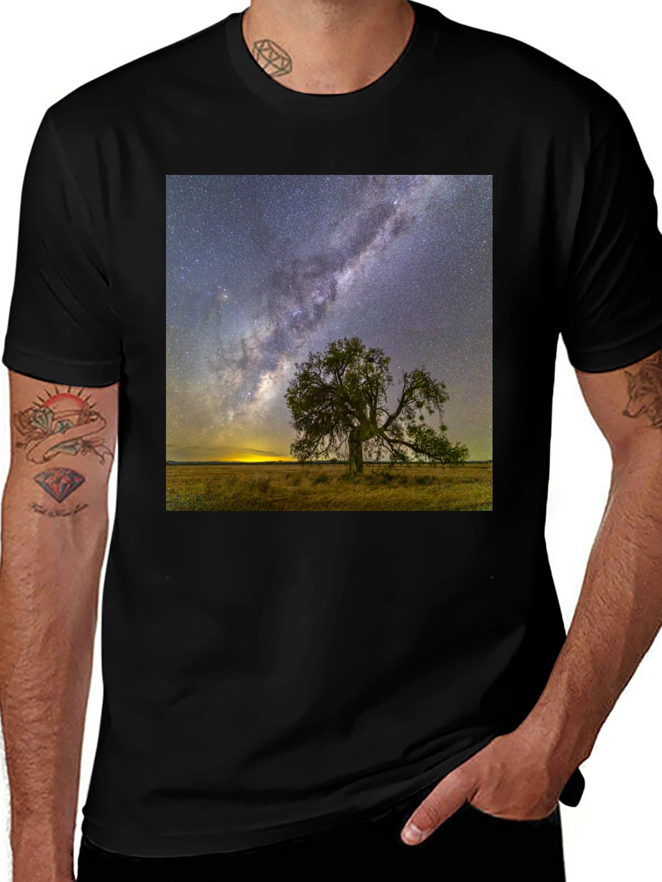 Variant 2 of Starry Night Tree Graphic Tee - Unique Design