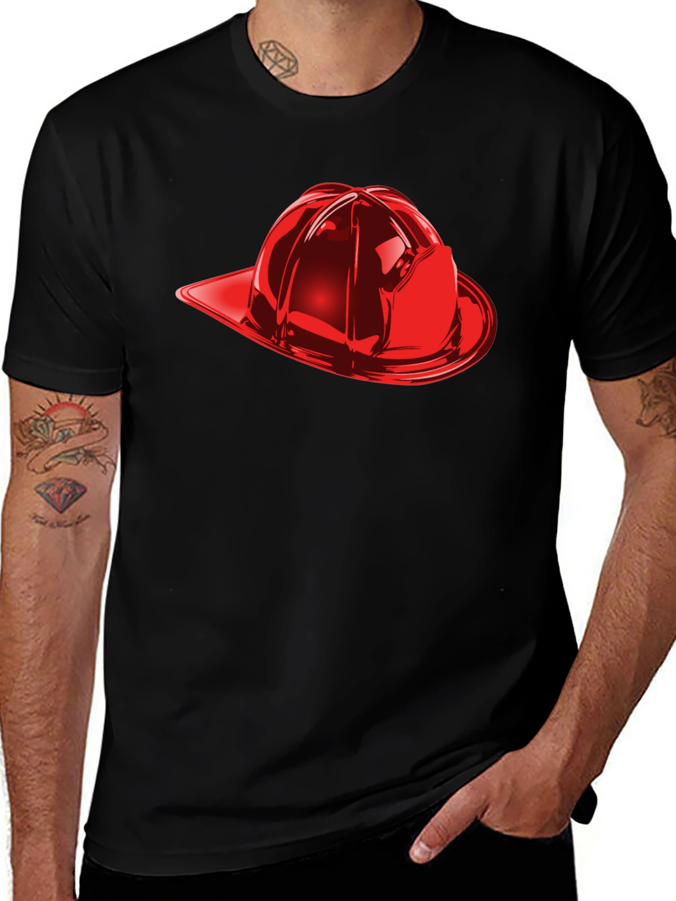 Variant 15 of Firefighter Helmet Graphic Tee - Black