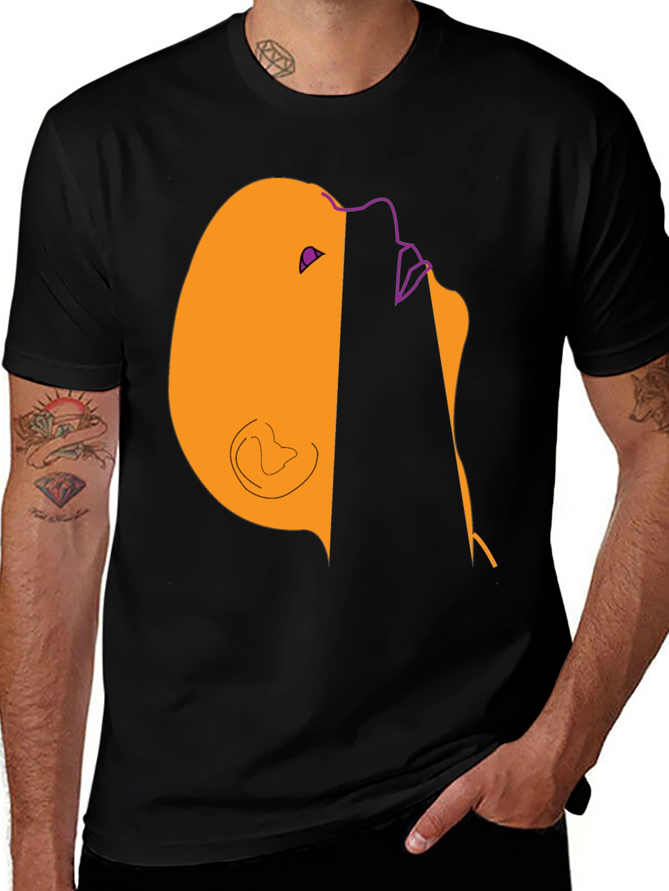 Variant 13 of Abstract Face Graphic Tee - Modern Casual Style