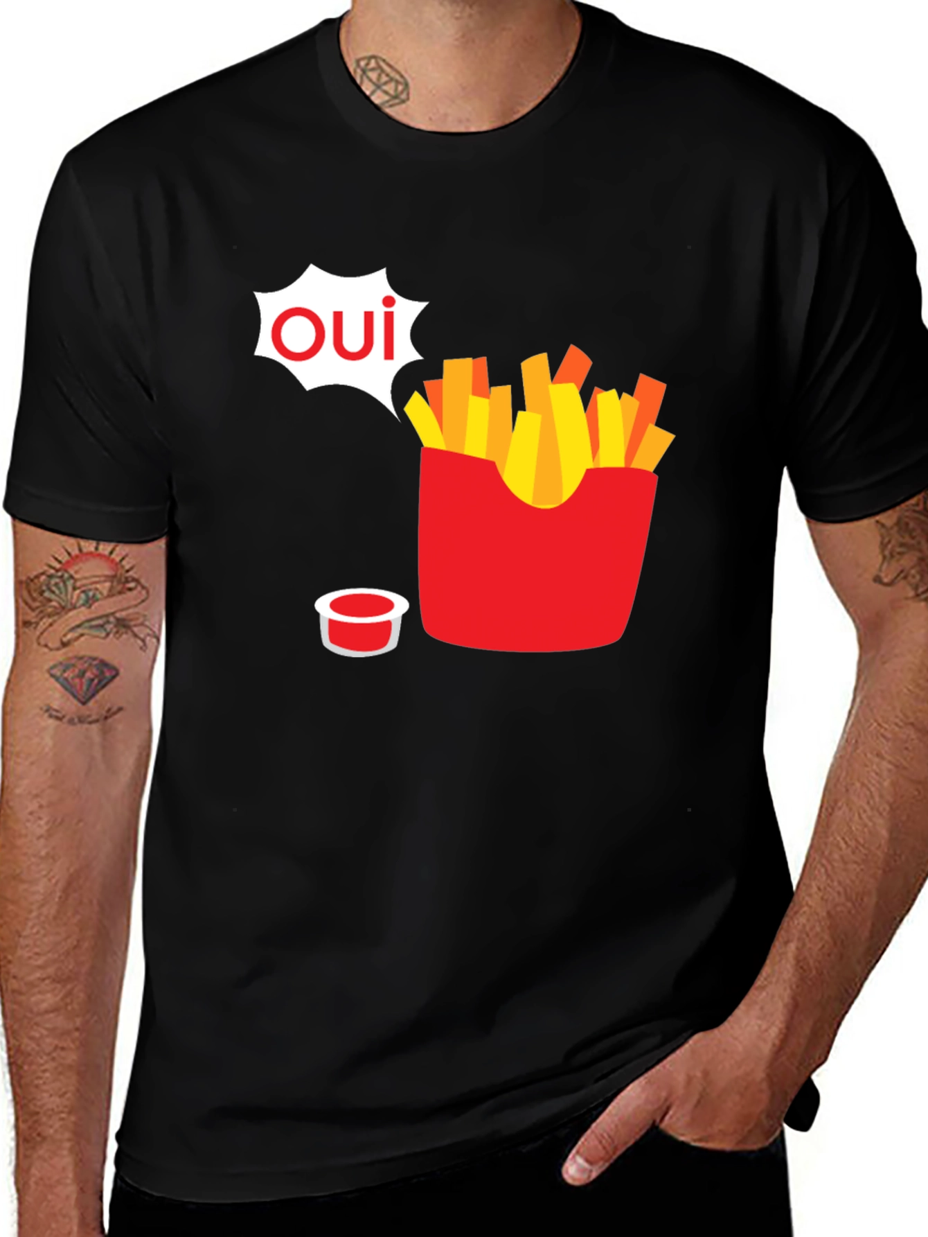Variant 17 of Oui French Fries T-Shirt - Casual Graphic Tee