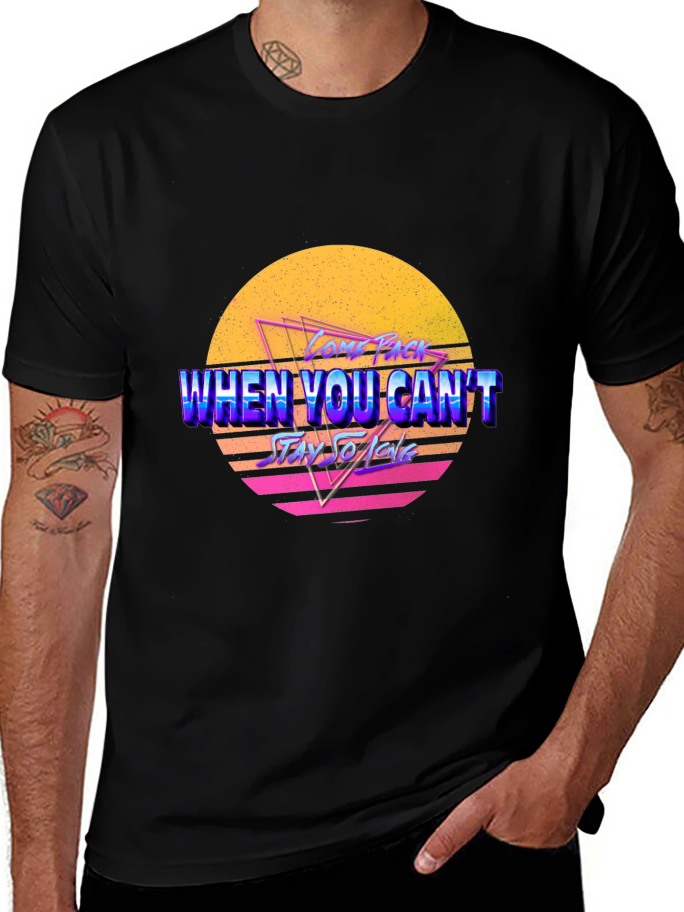 Variant 19 of Retro Sunset T-Shirt - 'When You Can't Stay So Late'