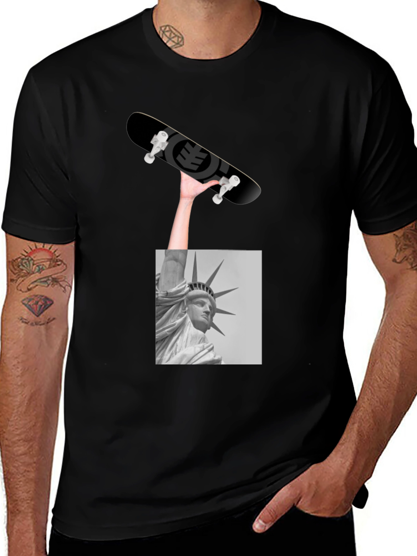 Variant 4 of Statue of Liberty & Skateboard Graphic Tee