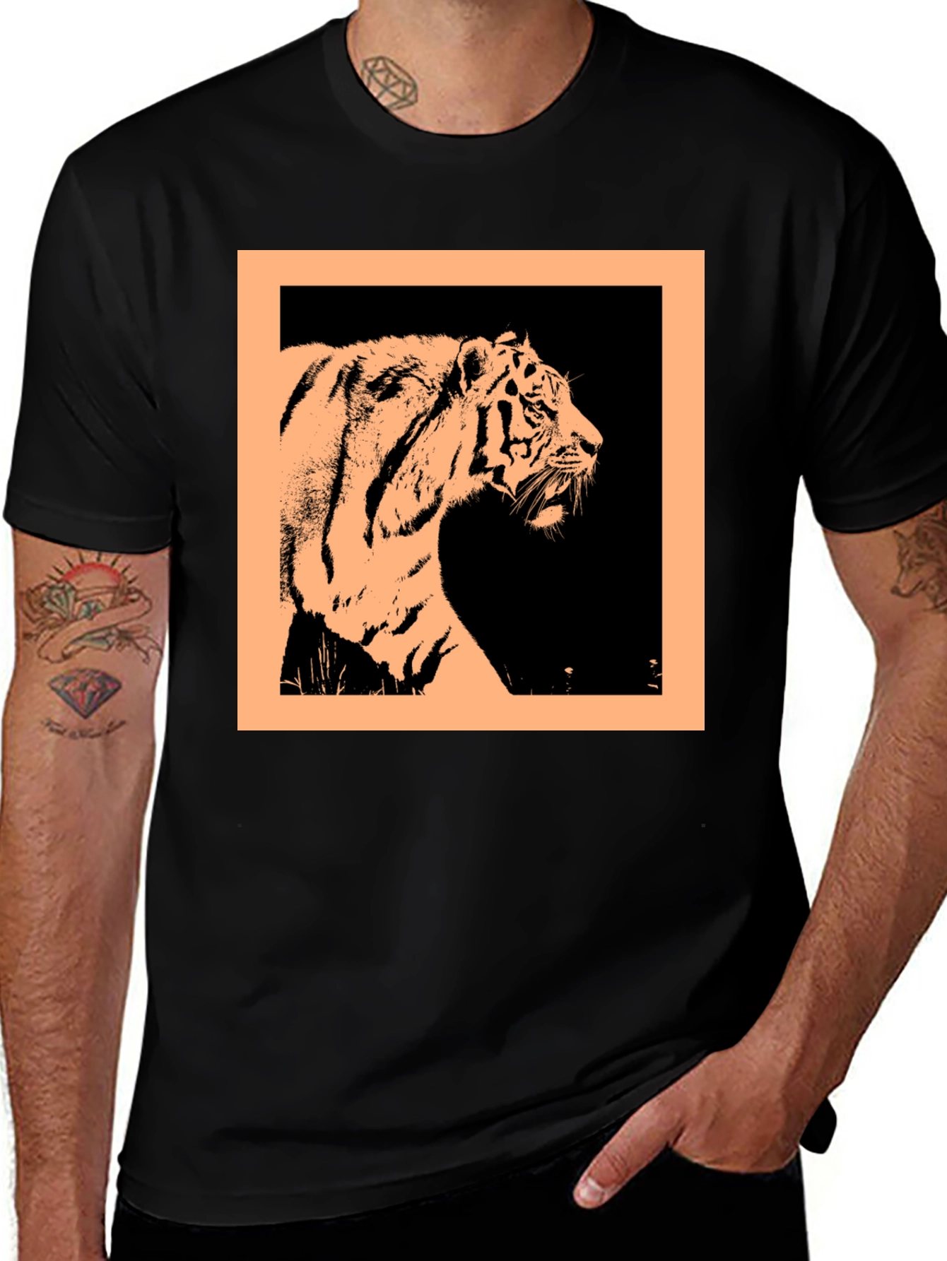 Variant 23 of Tiger Graphic Black Crew Neck T-Shirt