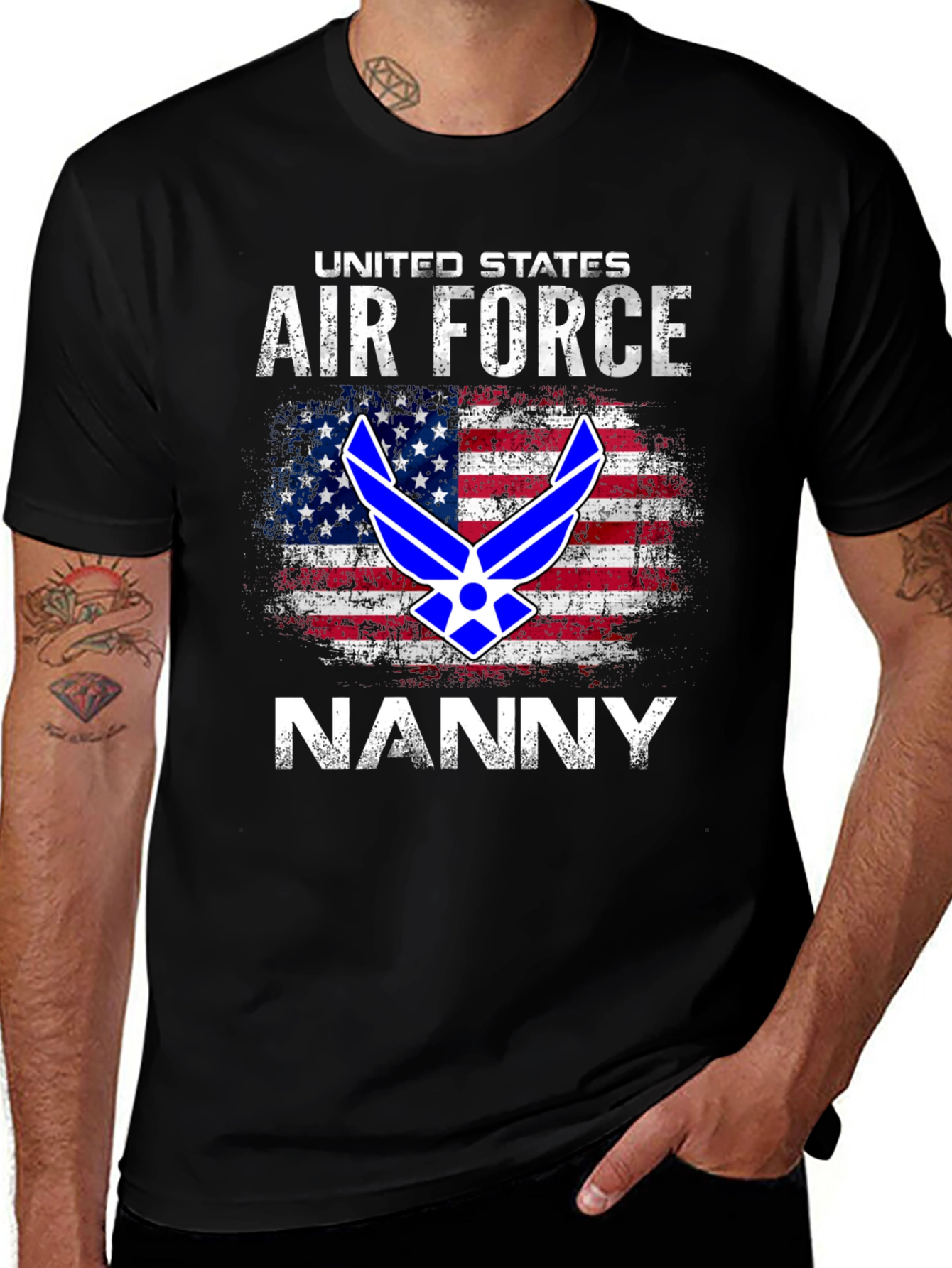 US Air Force Nanny T-Shirt Patriotic Design