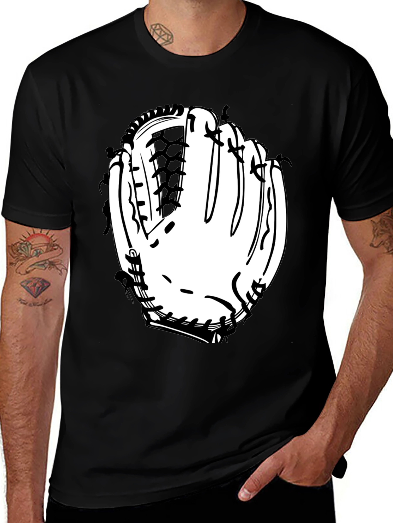 Variant 24 of Baseball Glove Graphic Tee - Black