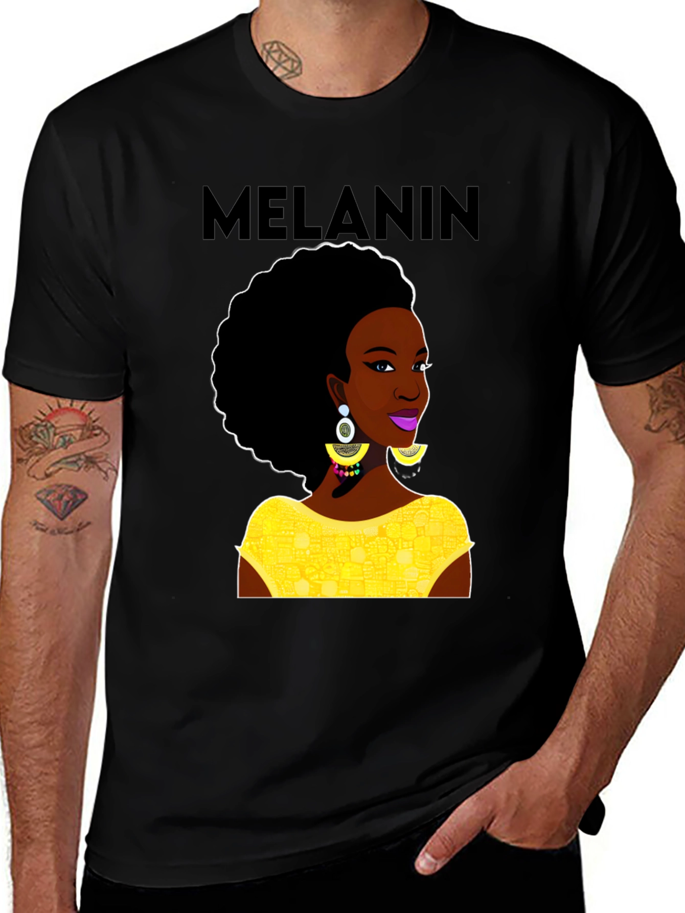 Variant 8 of Melanin Queen Graphic T-Shirt - Black Cotton Tee