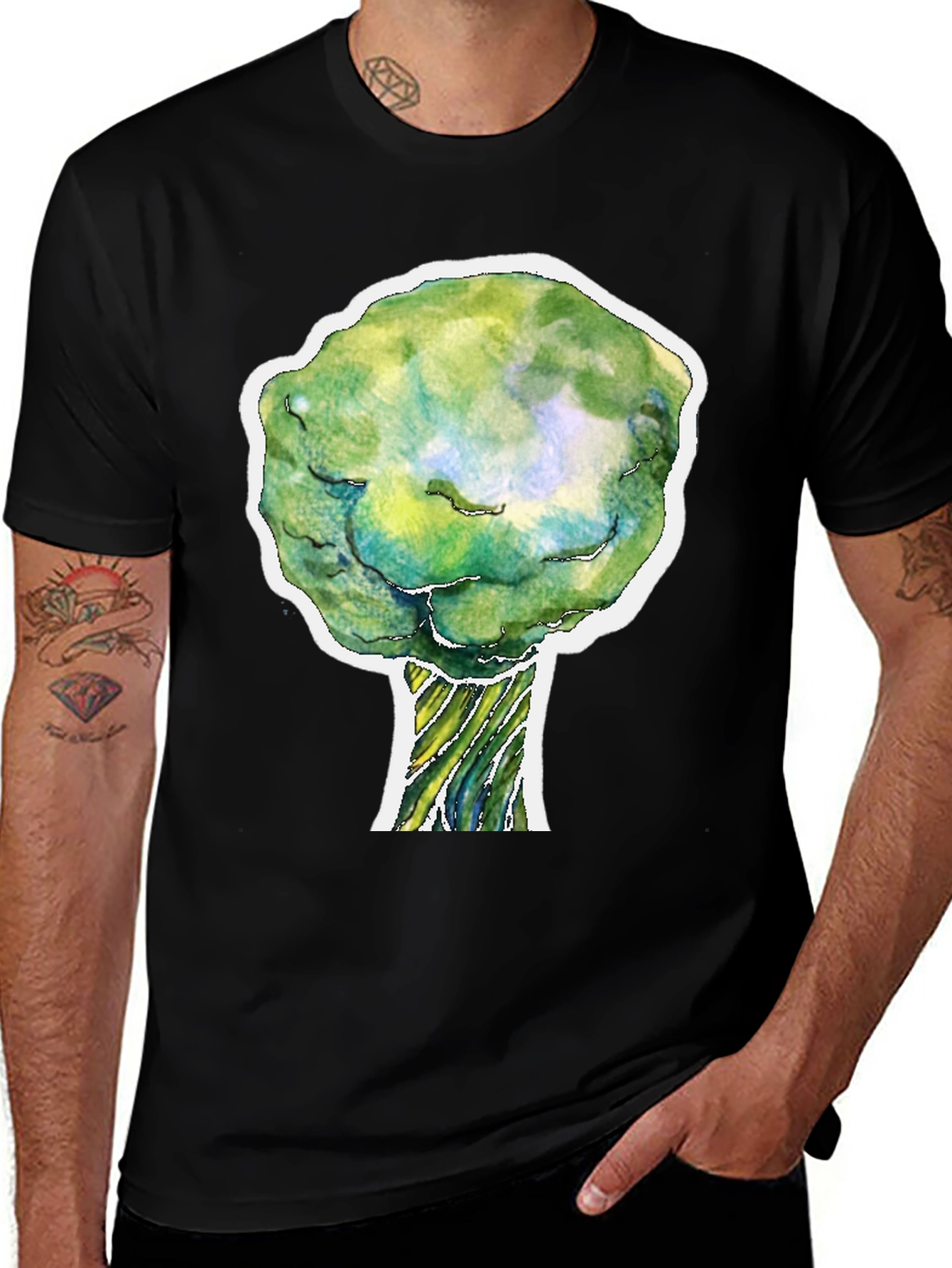 Variant 7 of Broccoli Art Black T-Shirt