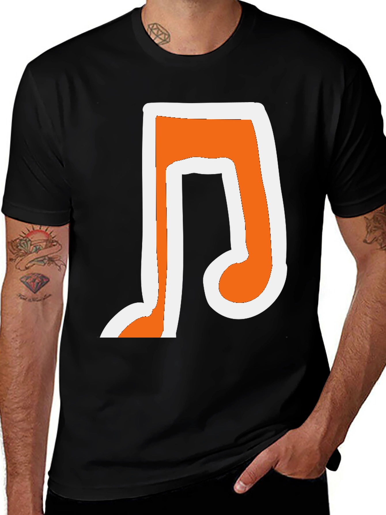 Variant 8 of Musical Note Graphic T-Shirt - Trendy Black Tee