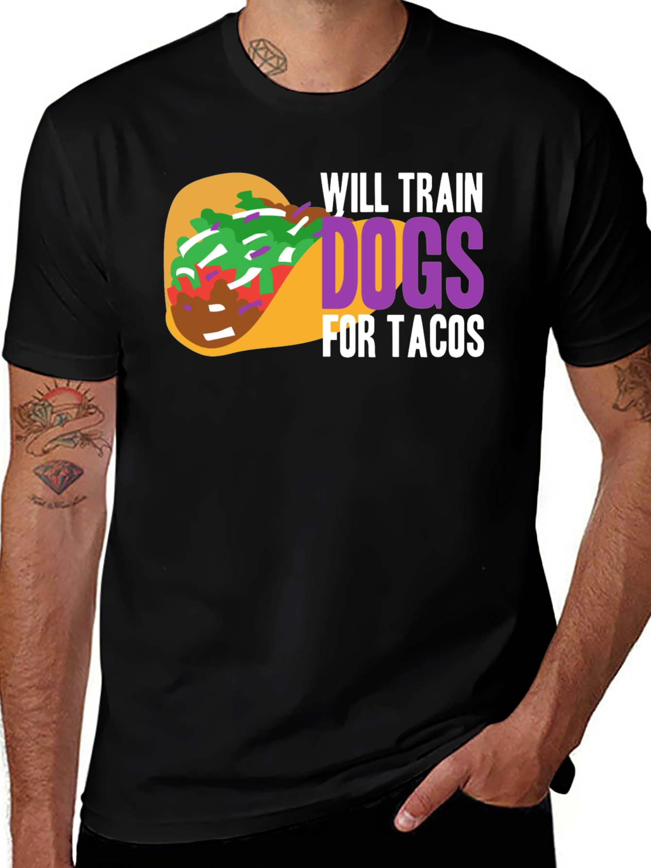 Variant 4 of Will Train Dogs for Tacos Graphic T-Shirt