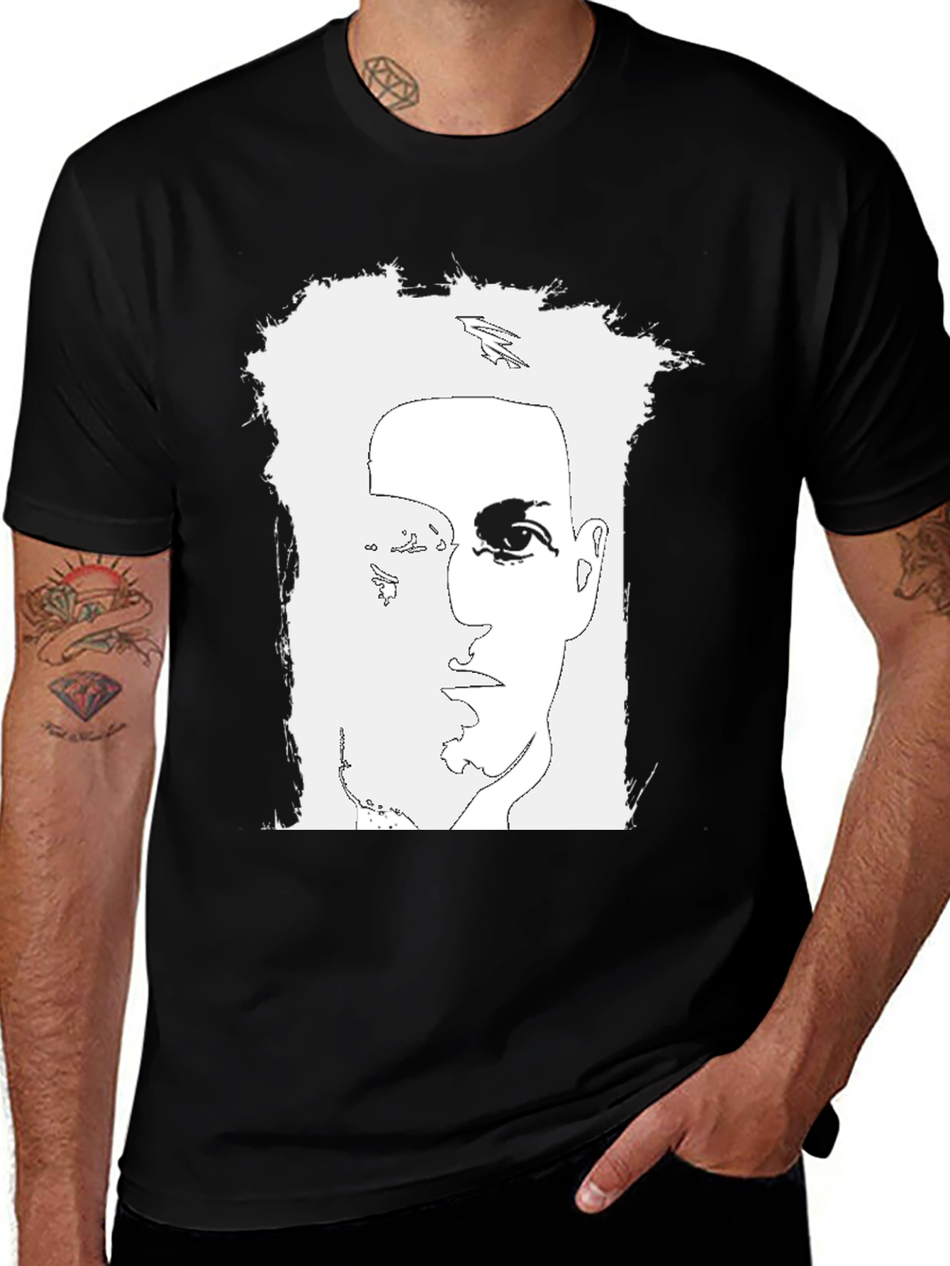 Variant 12 of Abstract Face Graphic Black T-Shirt