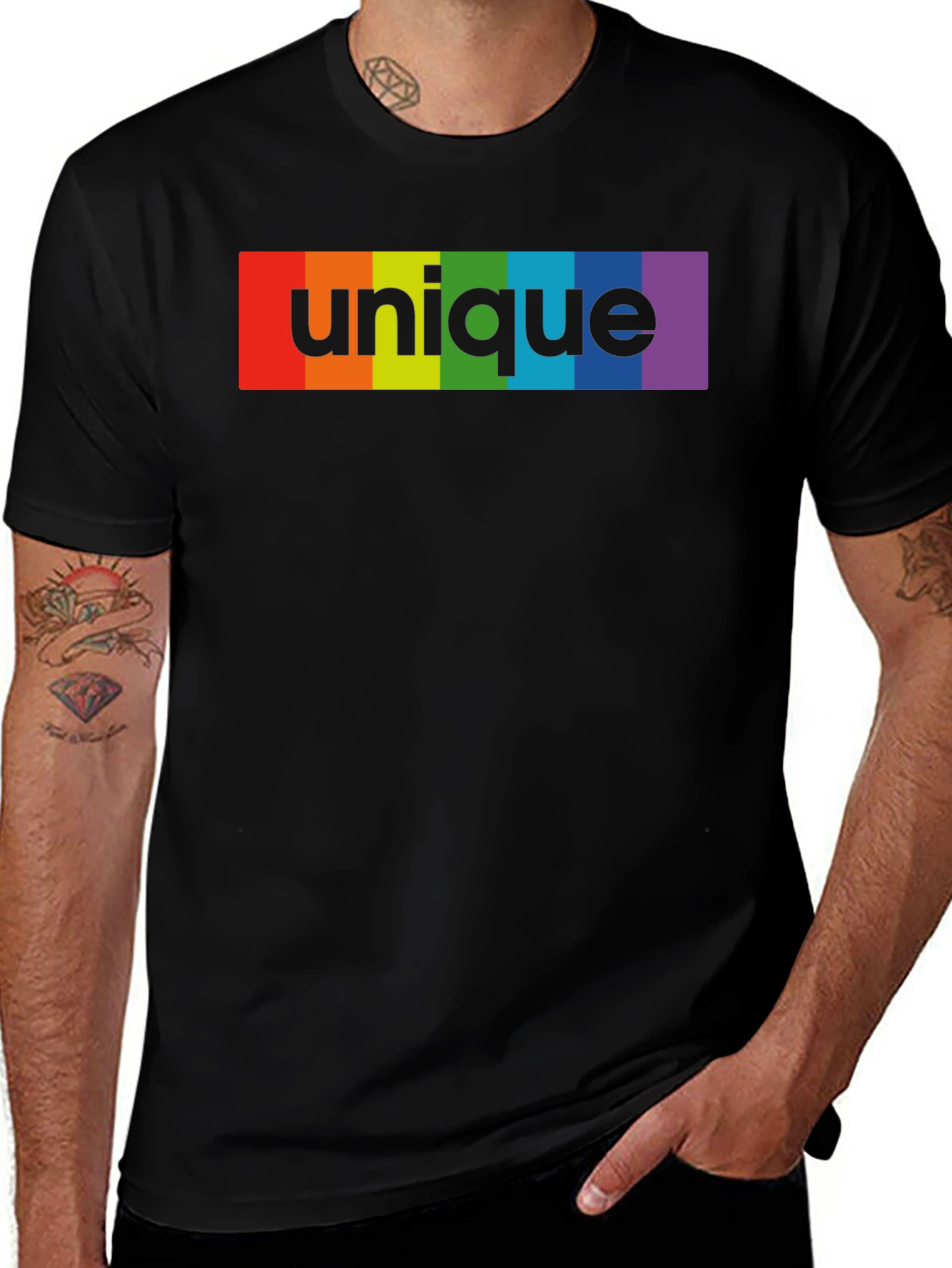 Variant 8 of Unique Rainbow Graphic Black T-Shirt