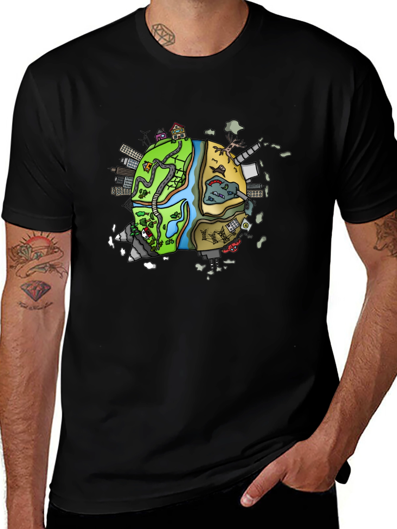 Variant 19 of Eco-Conscious Graphic Tee - Earth Design