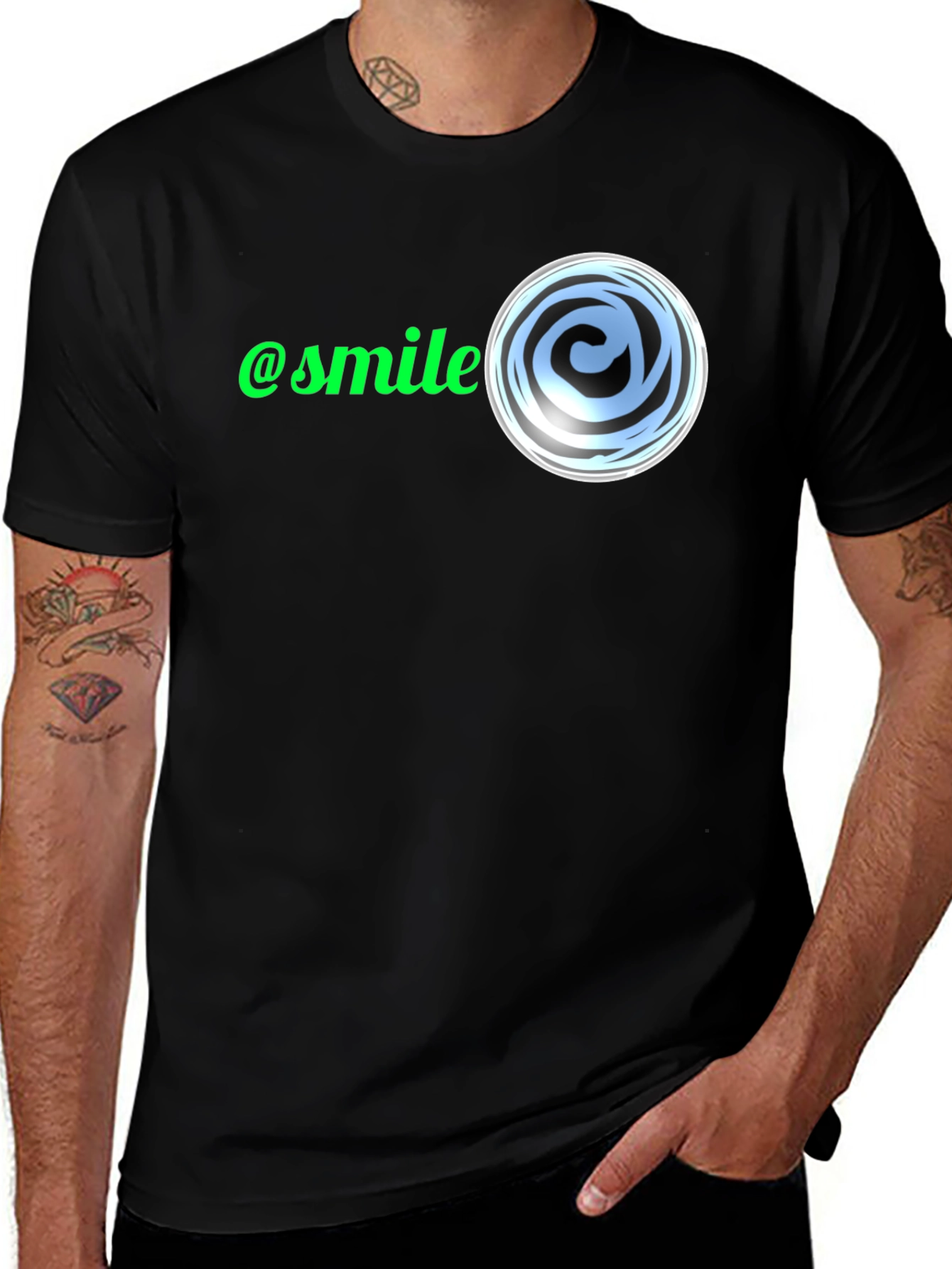 Variant 10 of @smile Graphic Black T-Shirt - Trendy Casual Wear