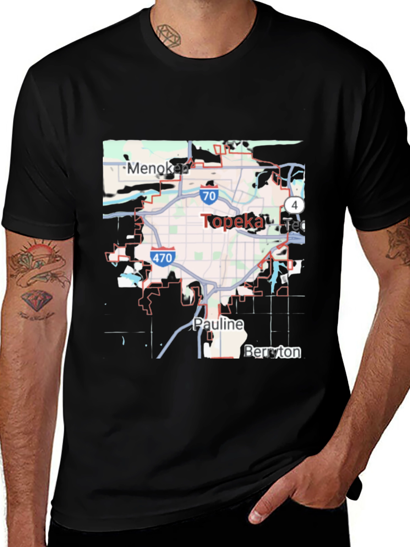 Topeka Kansas Map Graphic T-Shirt
