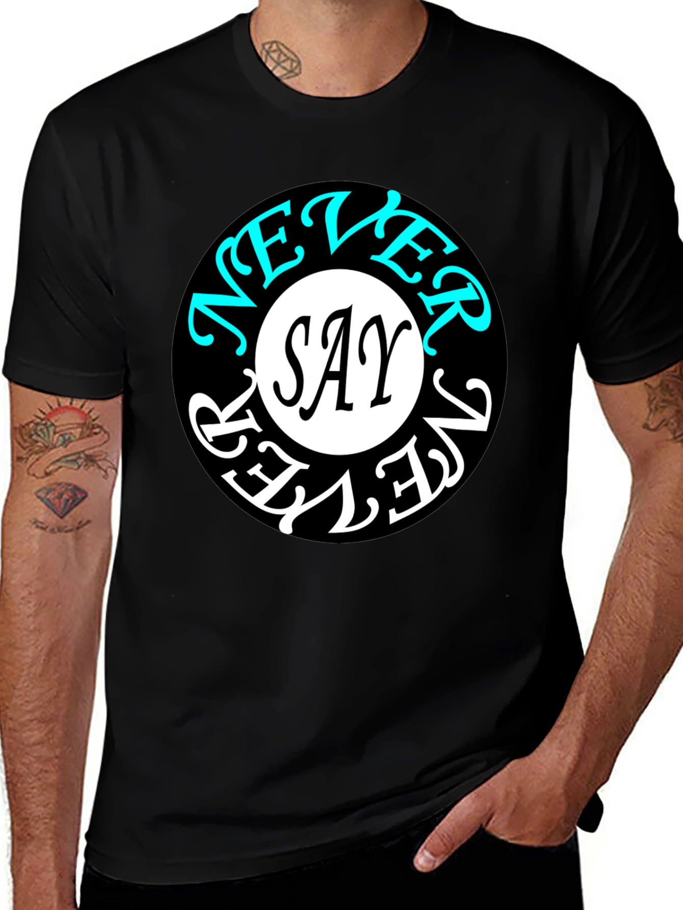 Variant 14 of Never Say Never Graphic Tee - Stylish Black T-Shirt