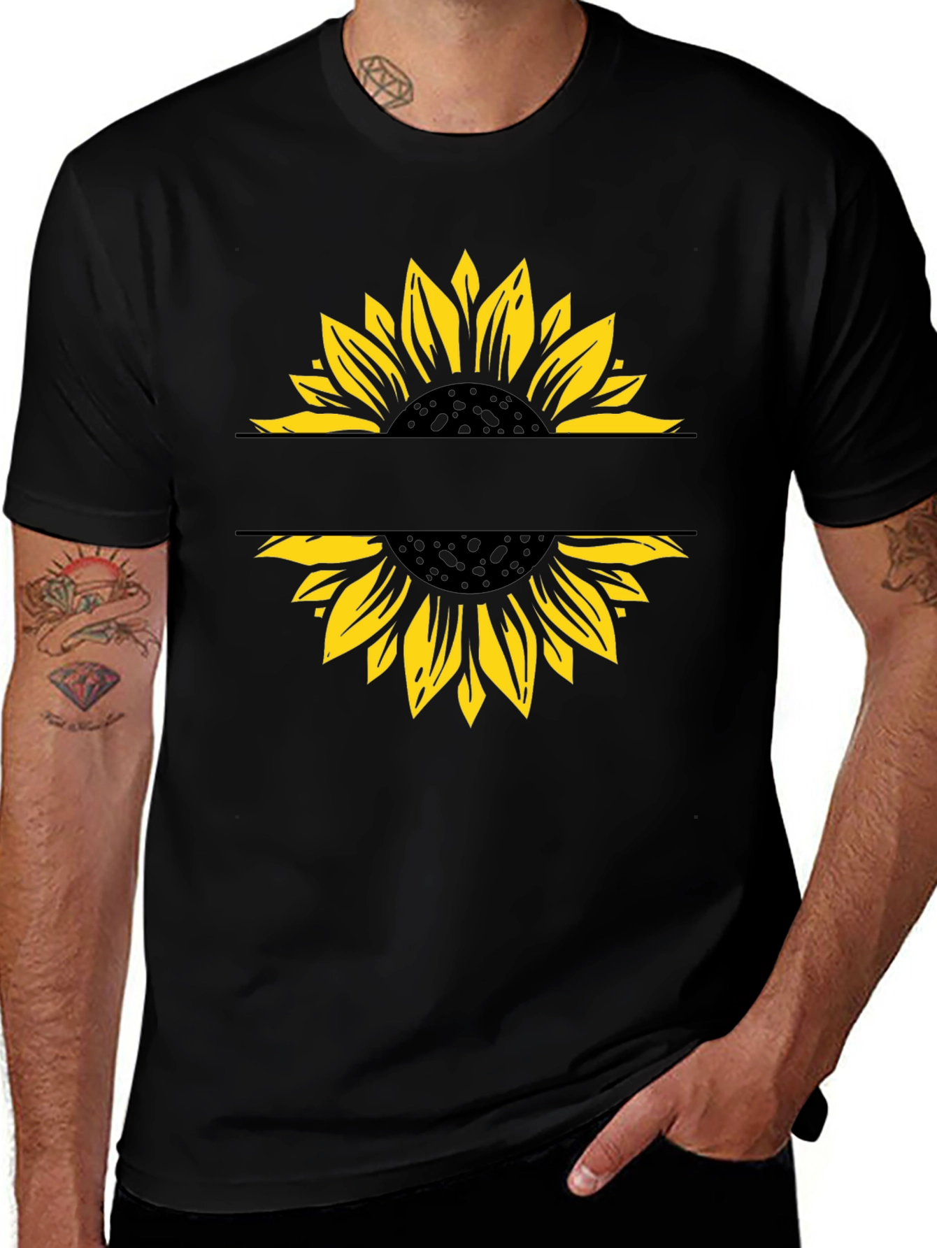 Variant 21 of Sunflower Graphic T-Shirt - Modern Split Design