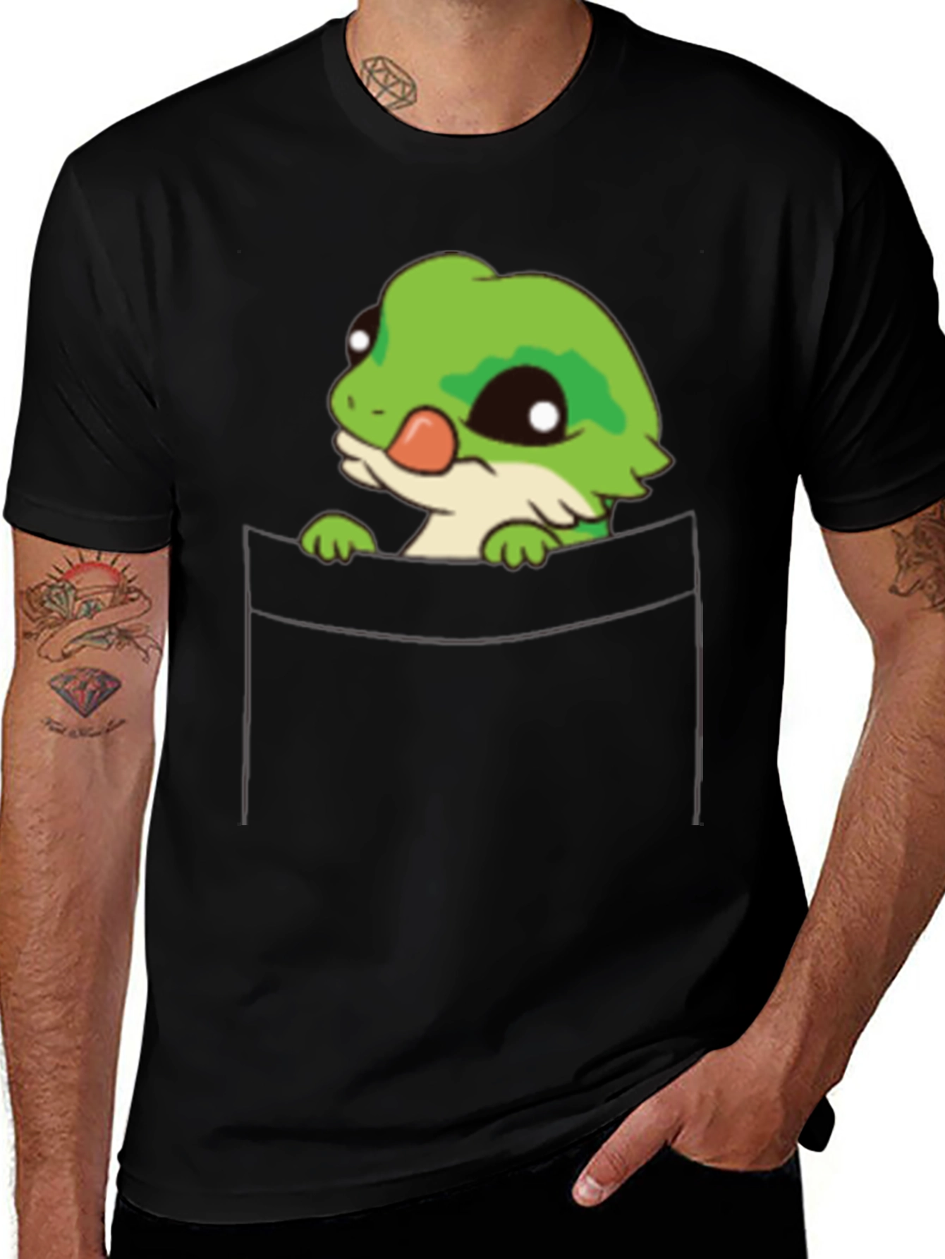 Variant 2 of Gecko Pocket Tee - Cute Lizard Graphic T-Shirt