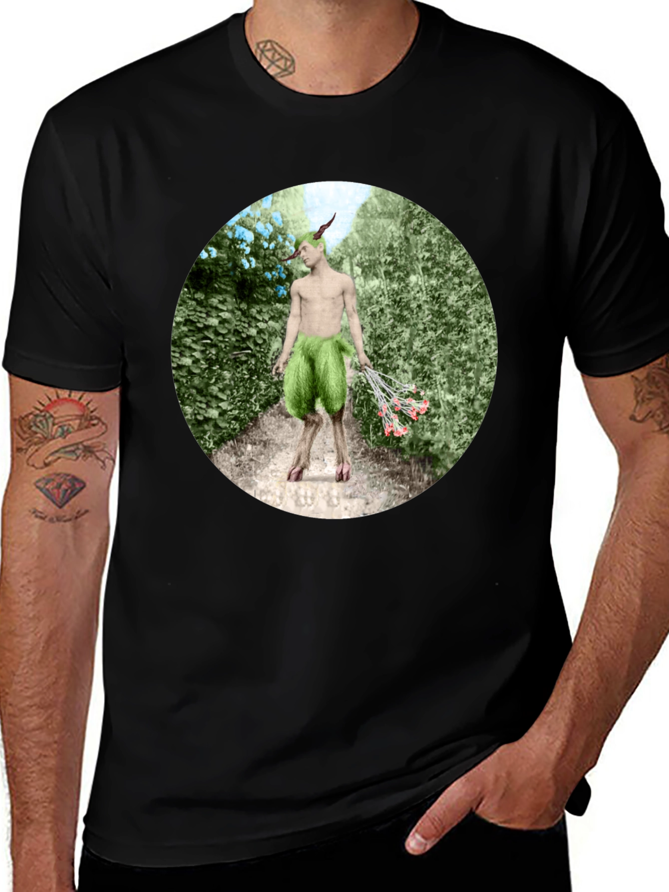 Variant 7 of Faun in Garden Black T-Shirt