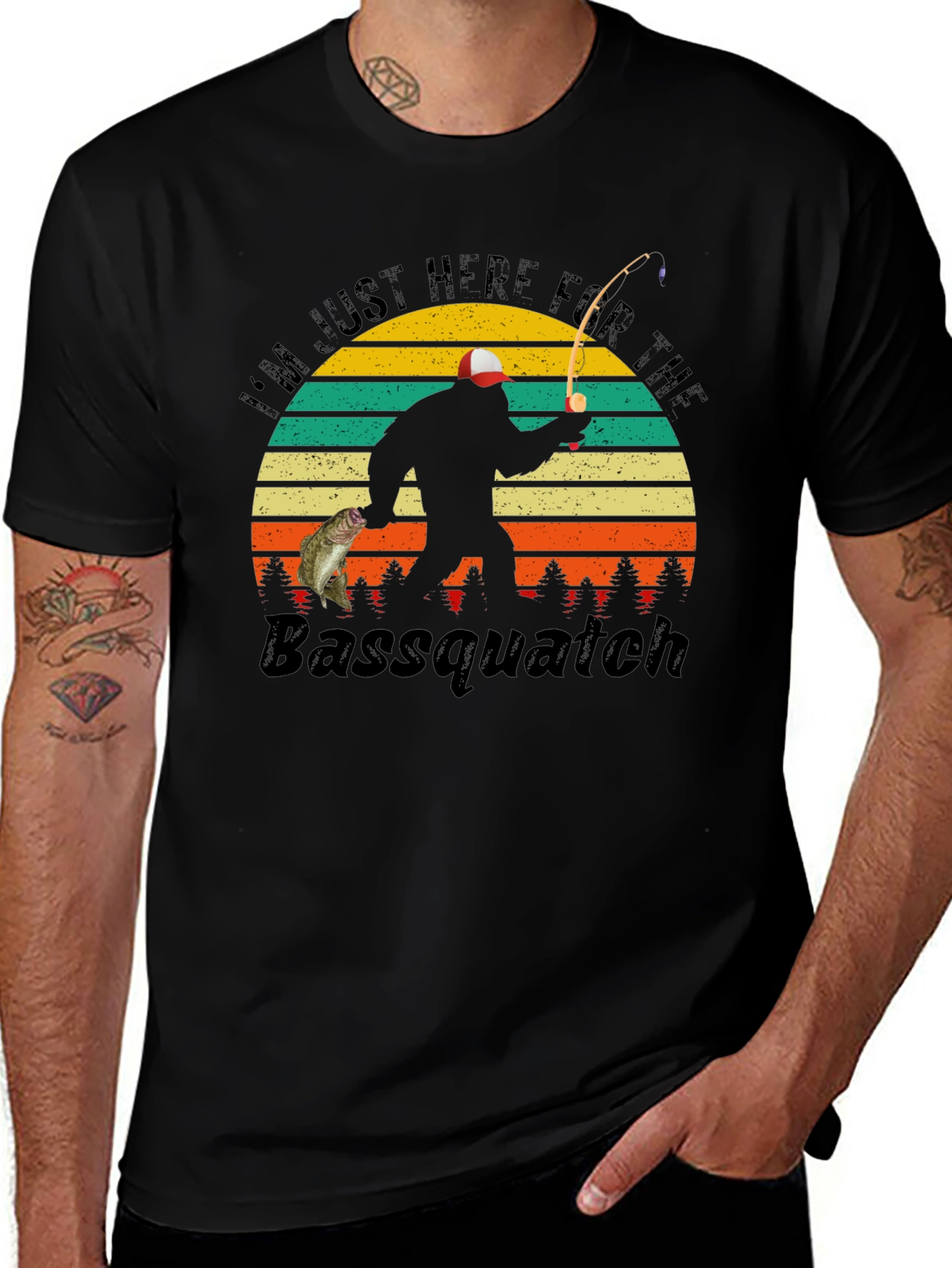 Bassquatch Fishing T-Shirt - Funny Bigfoot Fisherman Tee