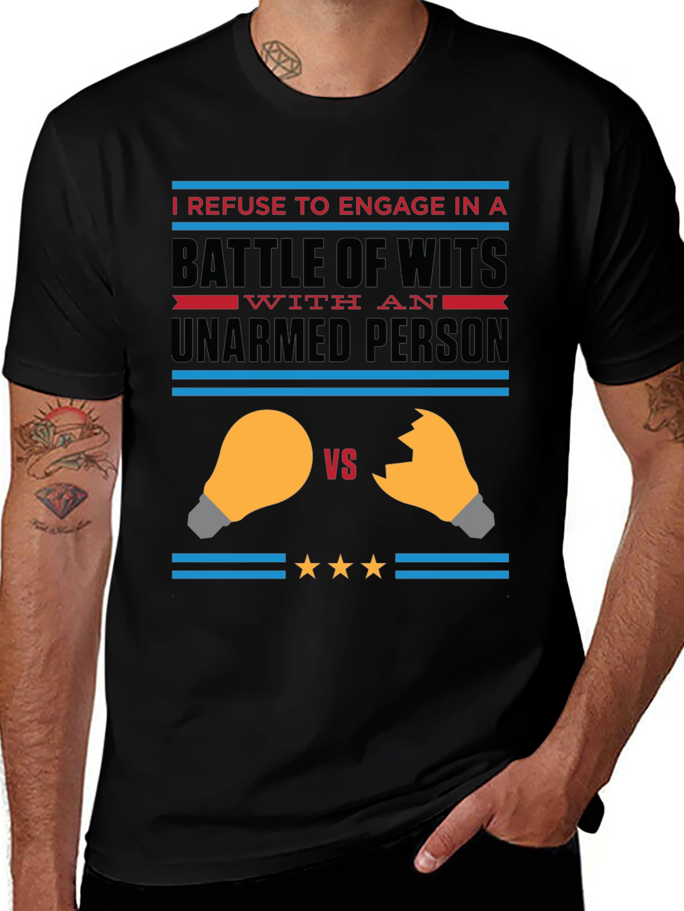 Variant 16 of Funny "Battle of Wits" Graphic Tee