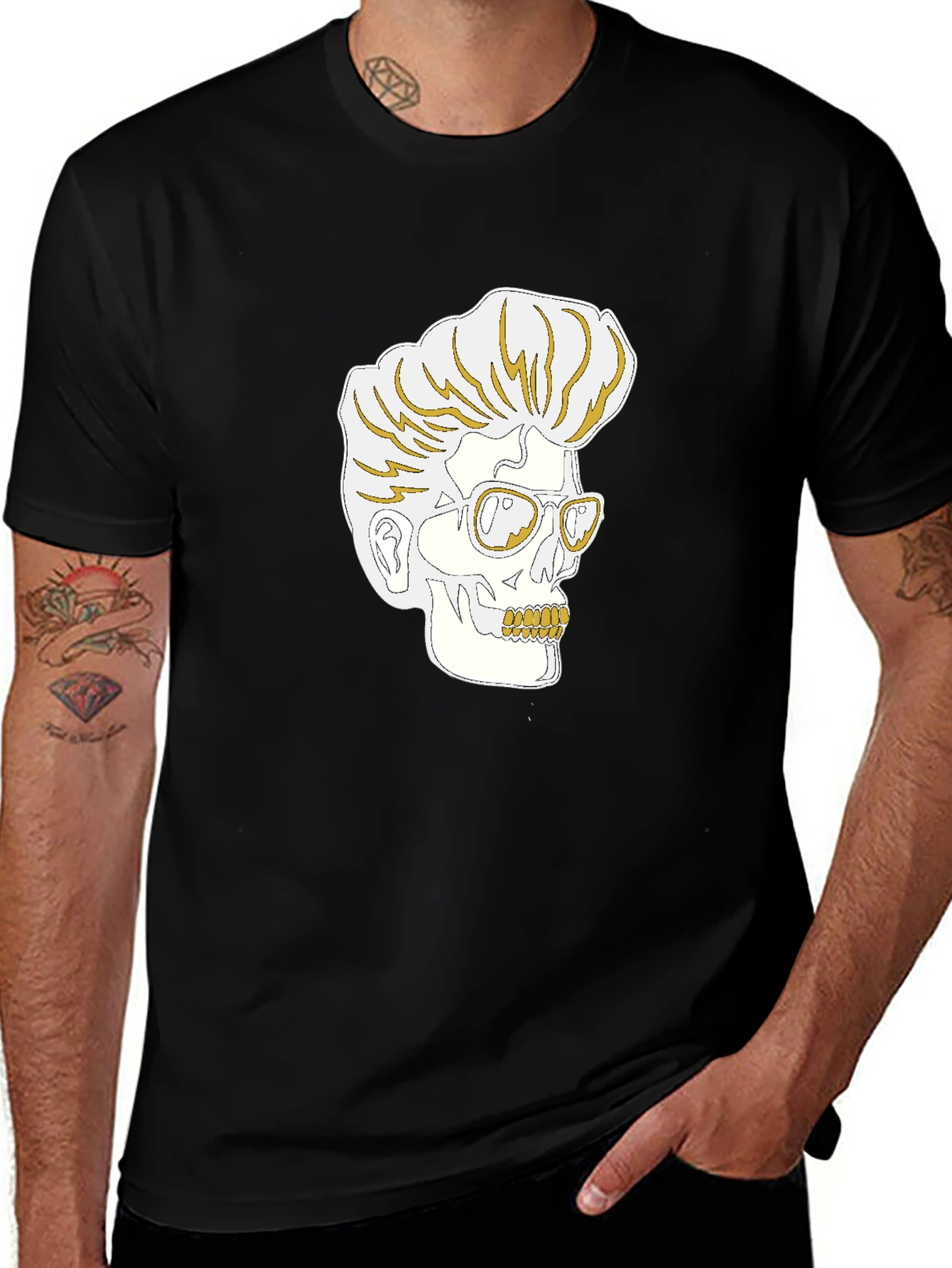 Rockabilly Skull Graphic T-Shirt