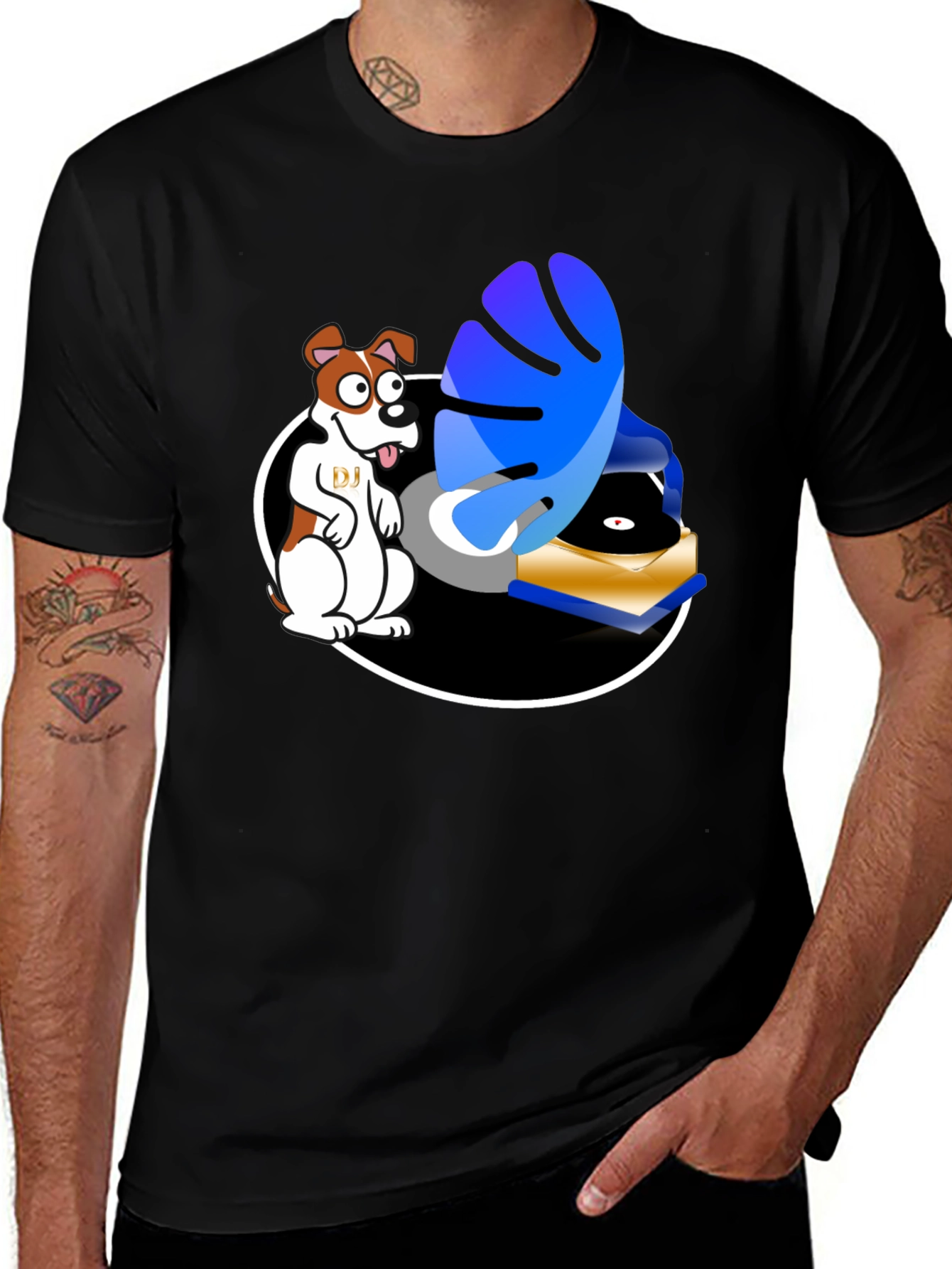 Variant 11 of Retro Music Dog Graphic T-Shirt
