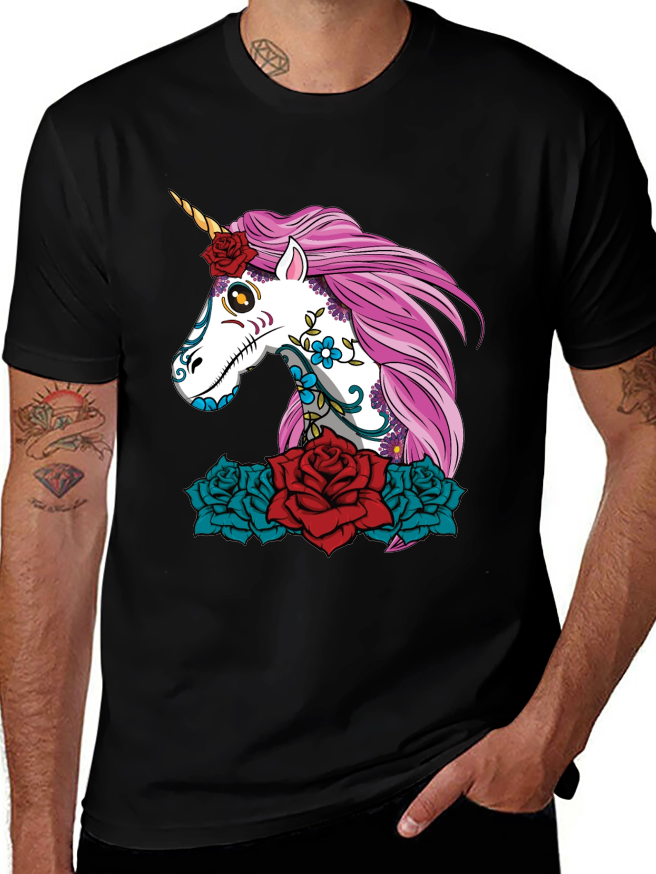Variant 9 of Unicorn Sugar Skull Graphic T-Shirt