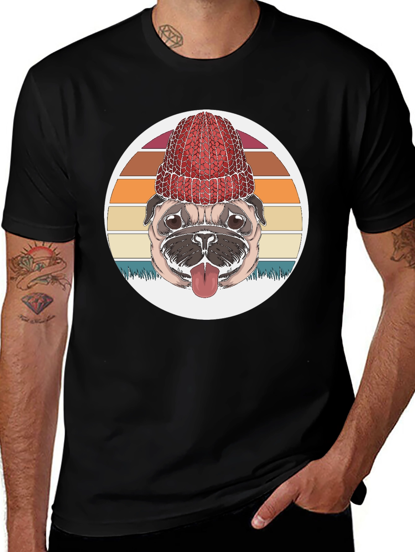 Variant 8 of Pug in Beanie T-Shirt
