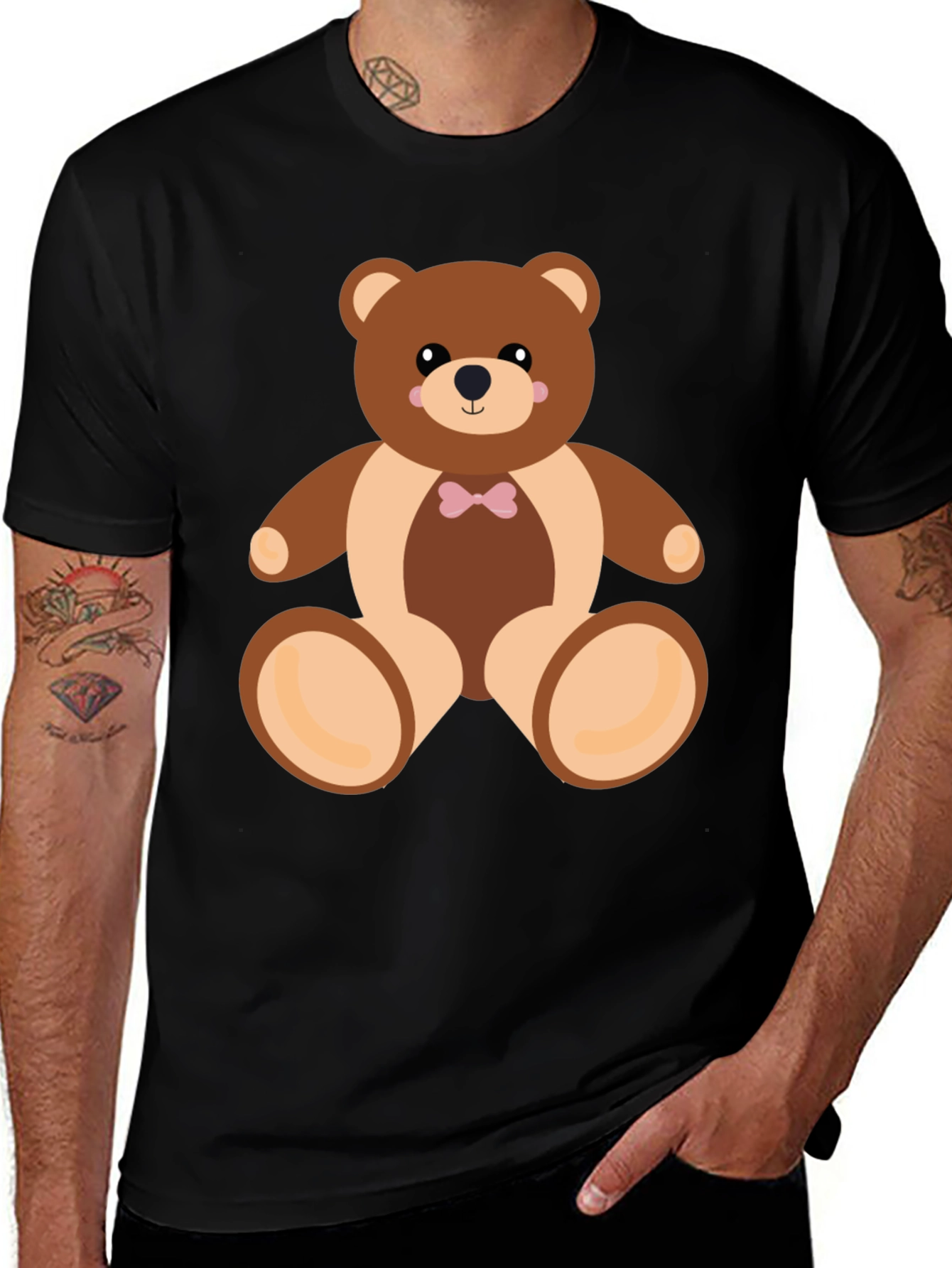 Variant 5 of Men's Black Teddy Bear Graphic T-Shirt