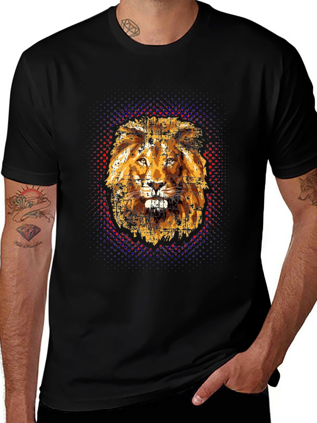 Variant 9 of Lion Graphic Print Black T-Shirt